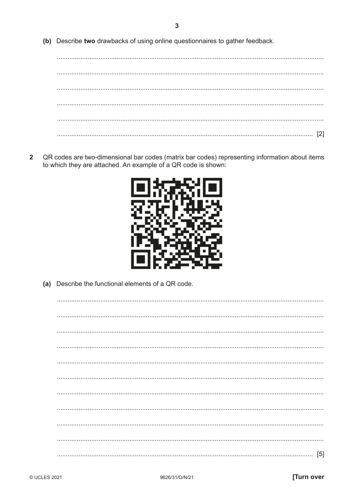 Cambridge A Level Information Technology (from 2017) 9626 2021 Oct/Nov Paper 3 · Variant 1 question paper, page 3 of 16