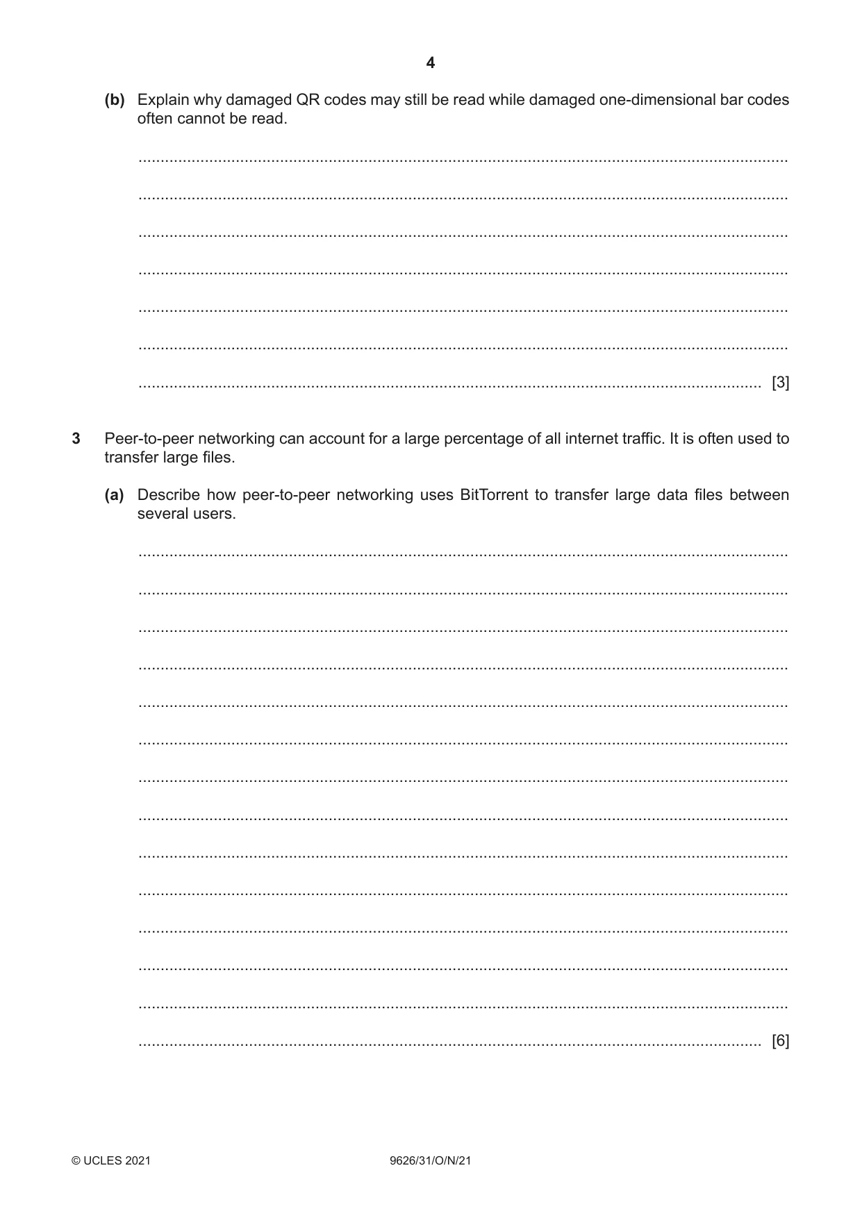 Cambridge A Level Information Technology (from 2017) 9626 2021 Oct/Nov Paper 3 · Variant 1 question paper, page 4 of 16