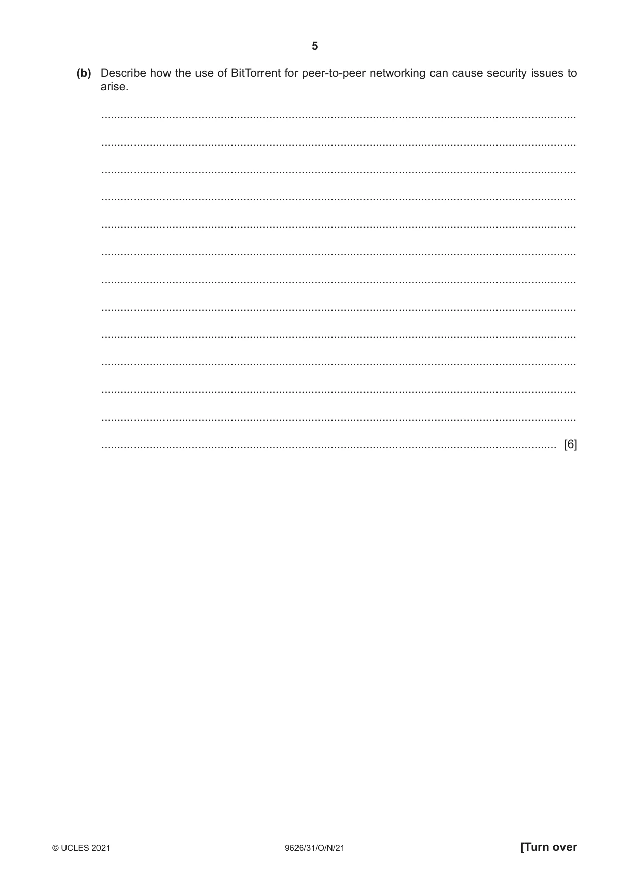 Cambridge A Level Information Technology (from 2017) 9626 2021 Oct/Nov Paper 3 · Variant 1 question paper, page 5 of 16