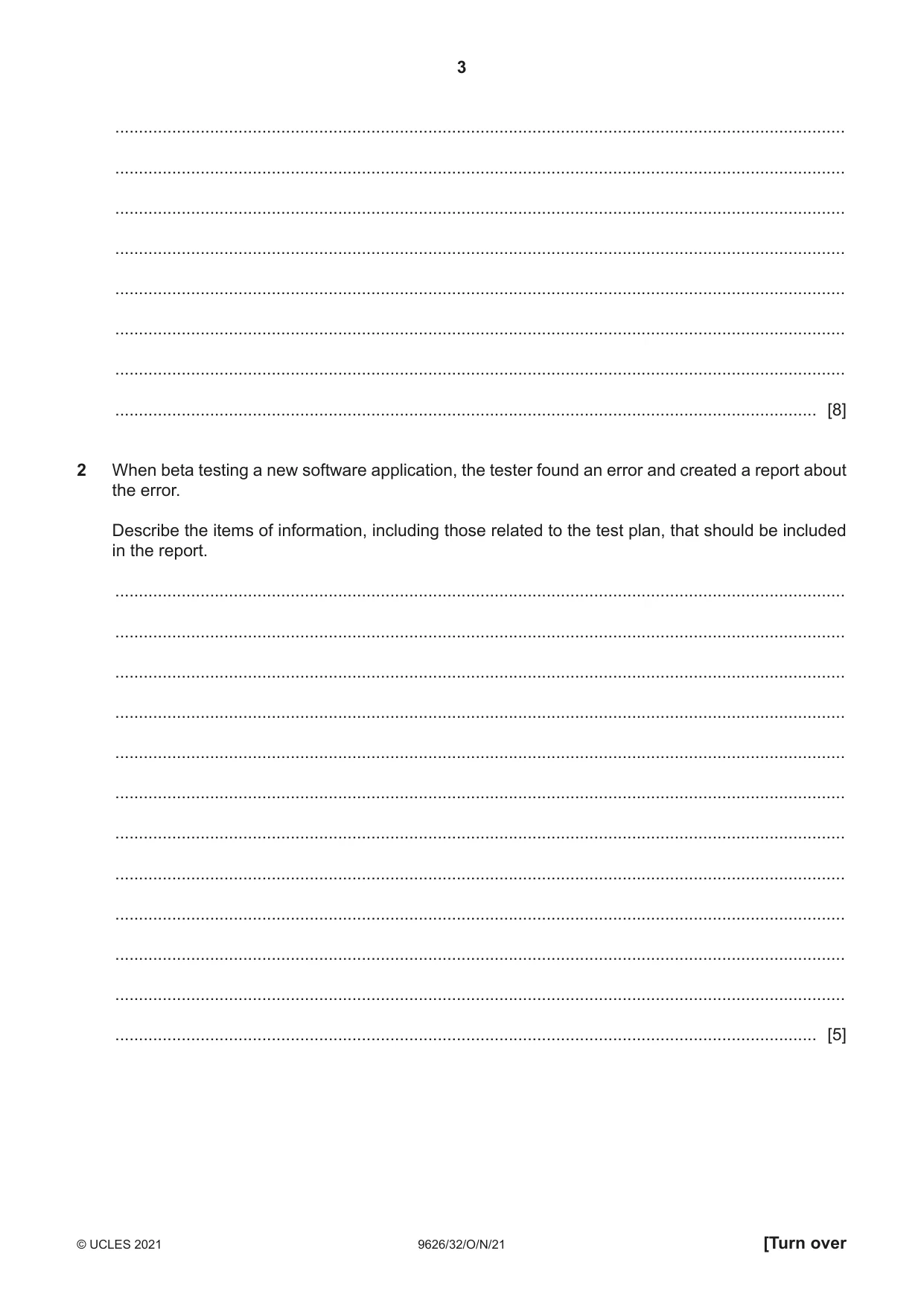 Cambridge A Level Information Technology (from 2017) 9626 2021 Oct/Nov Paper 3 · Variant 2 question paper, page 3 of 16