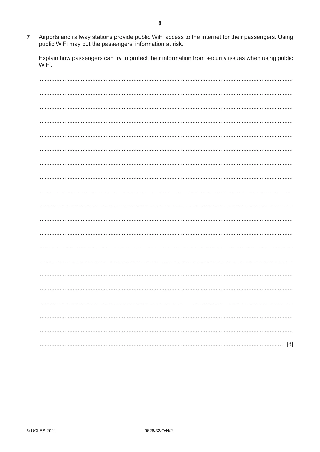 Cambridge A Level Information Technology (from 2017) 9626 2021 Oct/Nov Paper 3 · Variant 2 question paper, page 8 of 16