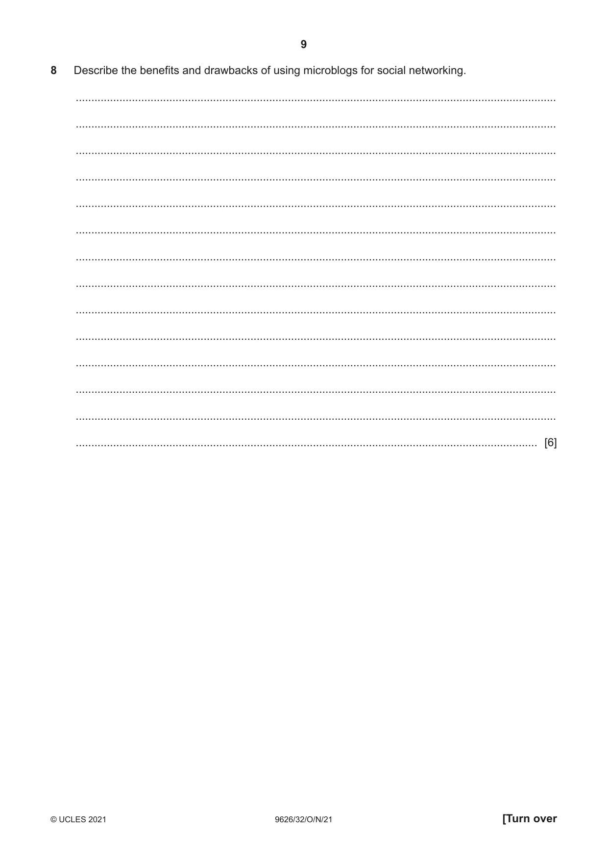 Cambridge A Level Information Technology (from 2017) 9626 2021 Oct/Nov Paper 3 · Variant 2 question paper, page 9 of 16