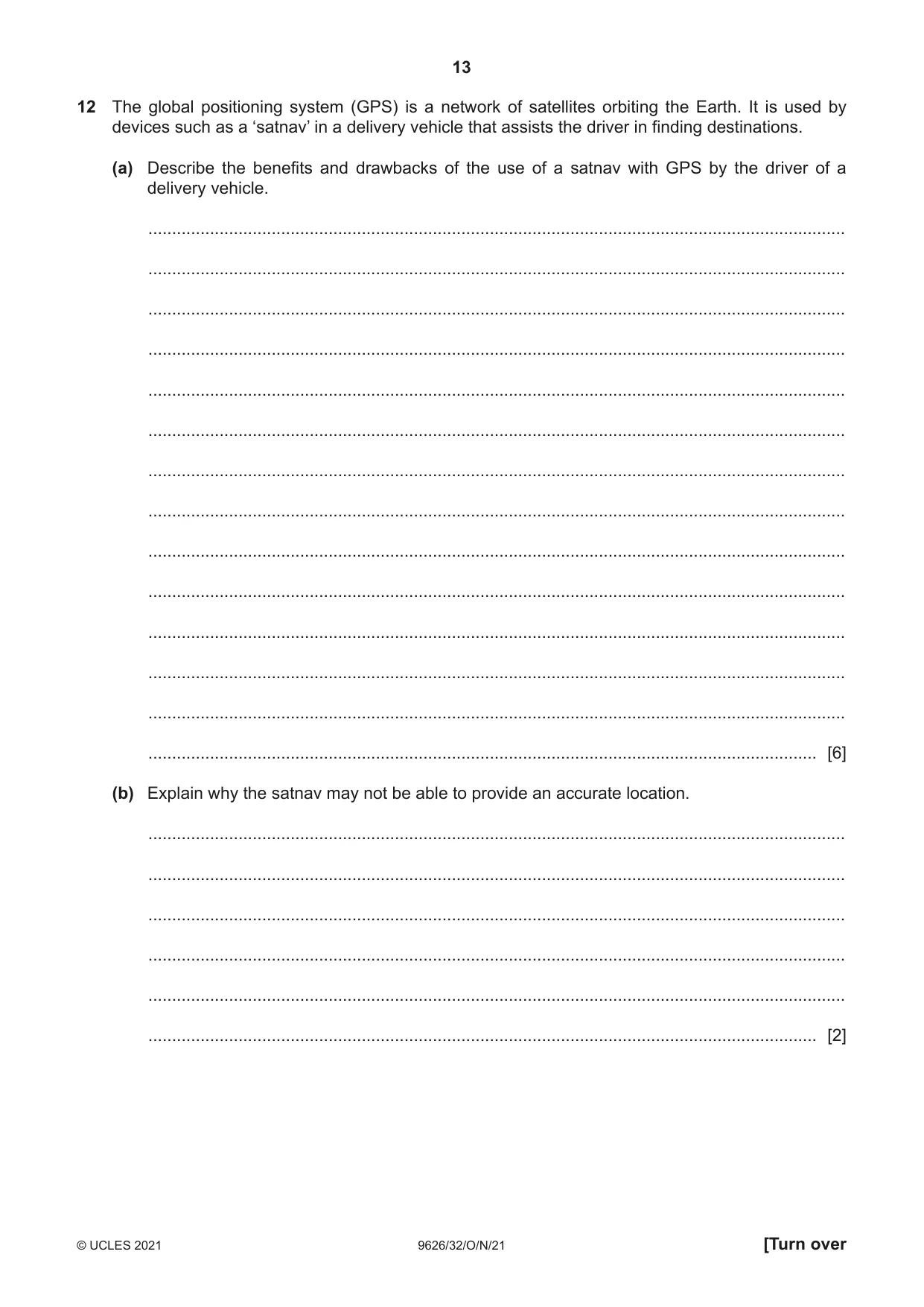 Cambridge A Level Information Technology (from 2017) 9626 2021 Oct/Nov Paper 3 · Variant 2 question paper, page 13 of 16