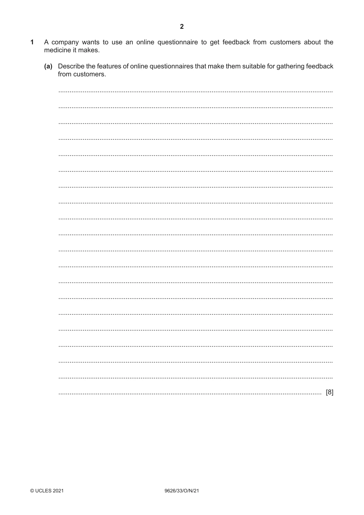 Cambridge A Level Information Technology (from 2017) 9626 2021 Oct/Nov Paper 3 · Variant 3 question paper, page 2 of 16