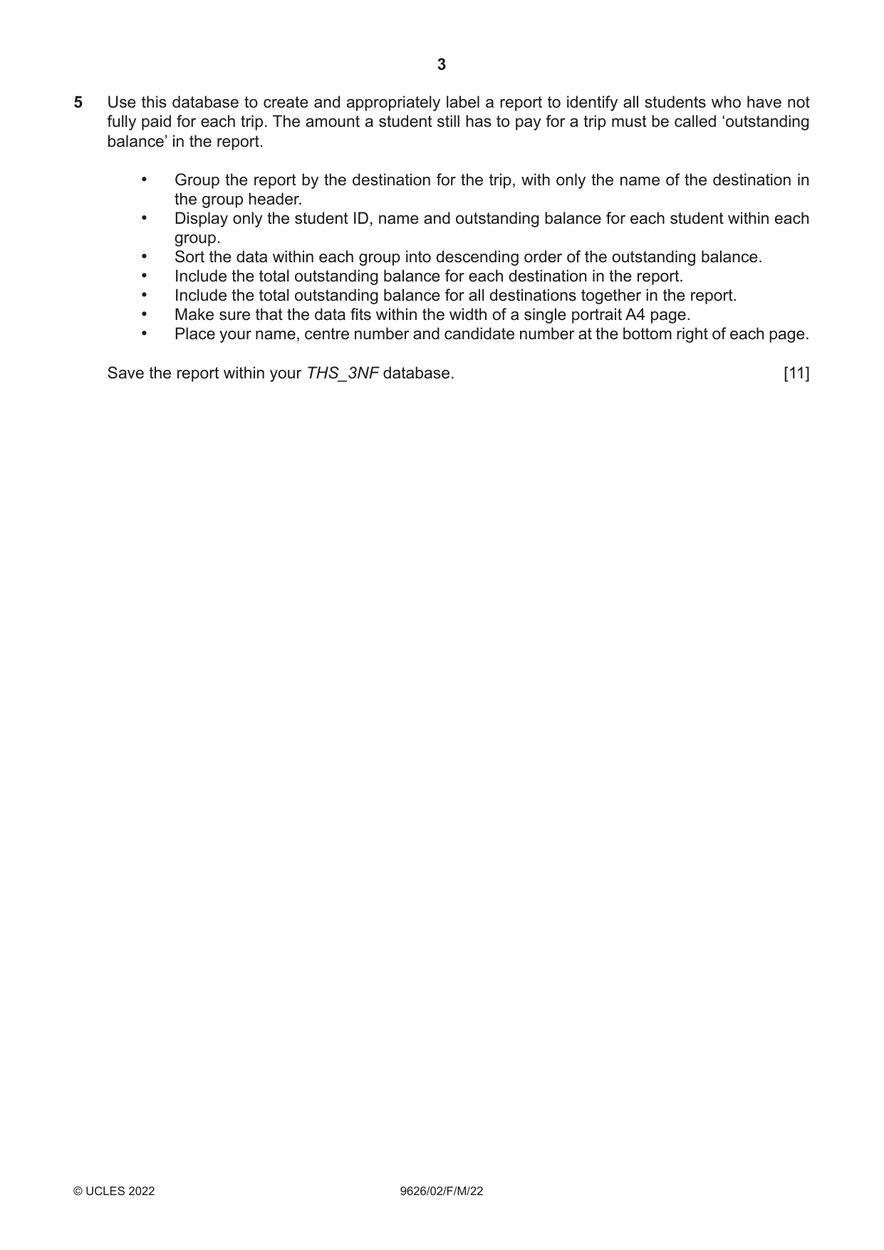 Cambridge A Level Information Technology (from 2017) 9626 2022 Feb/March Paper 2 · Variant 0 question paper, page 3 of 4
