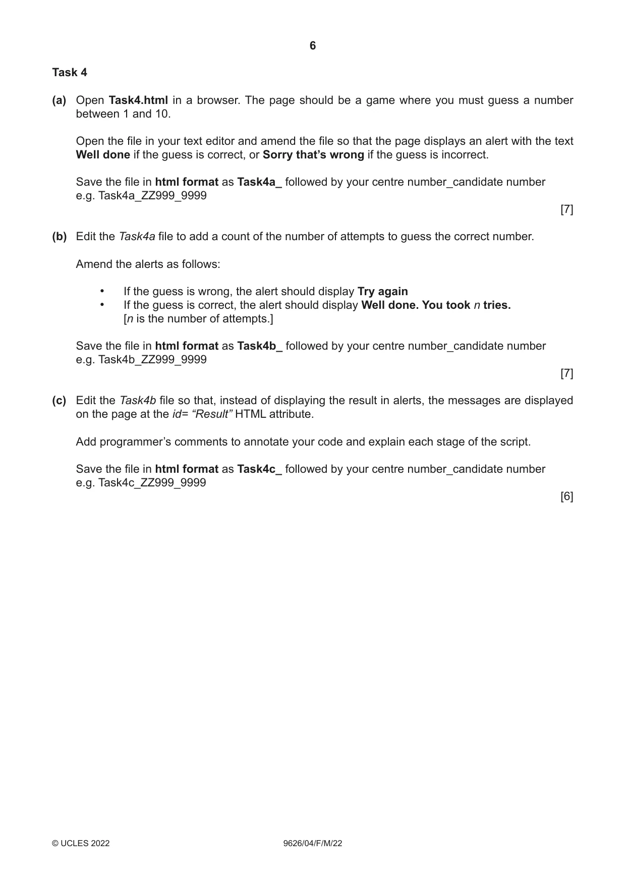 Cambridge A Level Information Technology (from 2017) 9626 2022 Feb/March Paper 4 · Variant 0 question paper, page 6 of 8