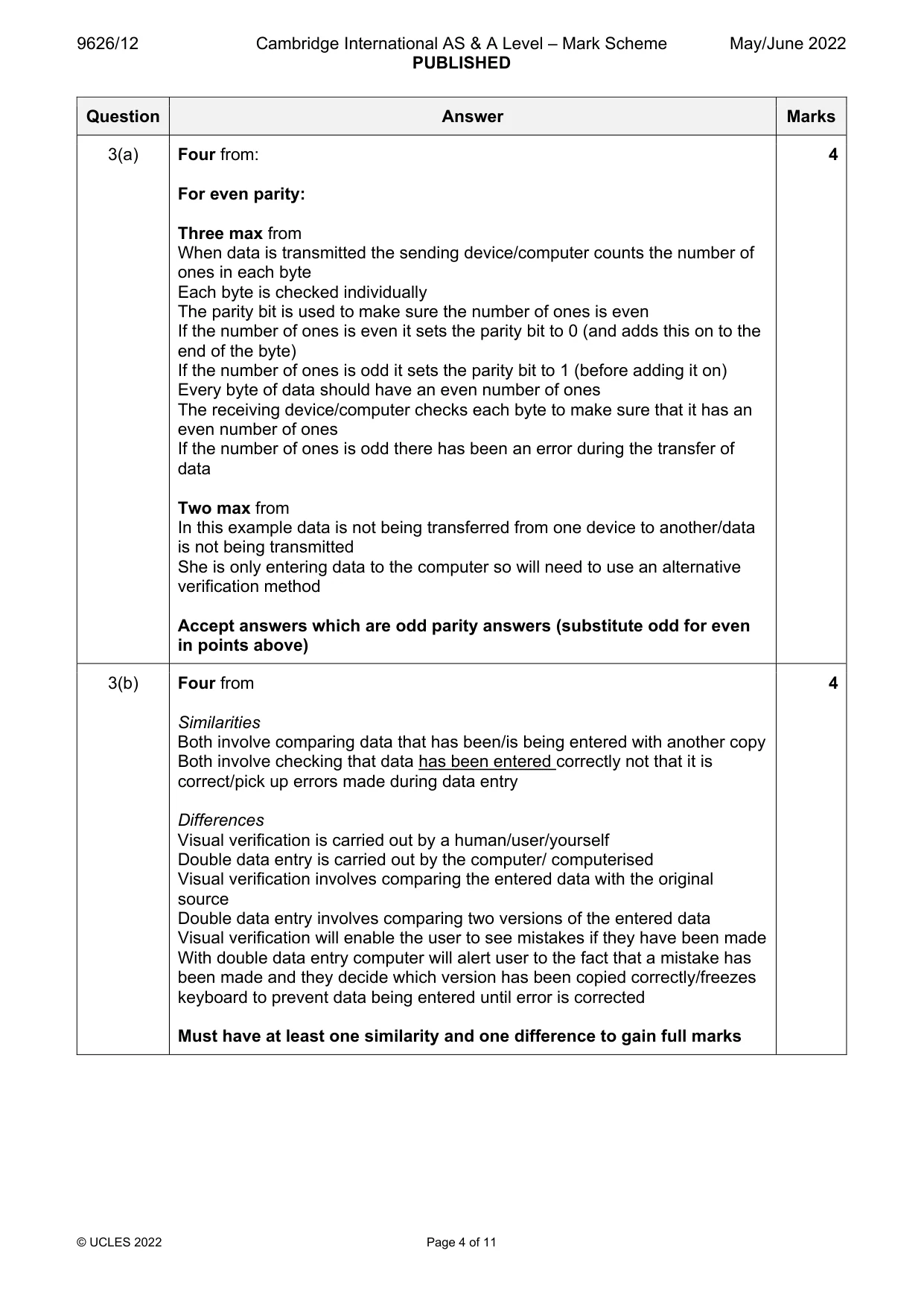 Mark scheme, page 4 of 11