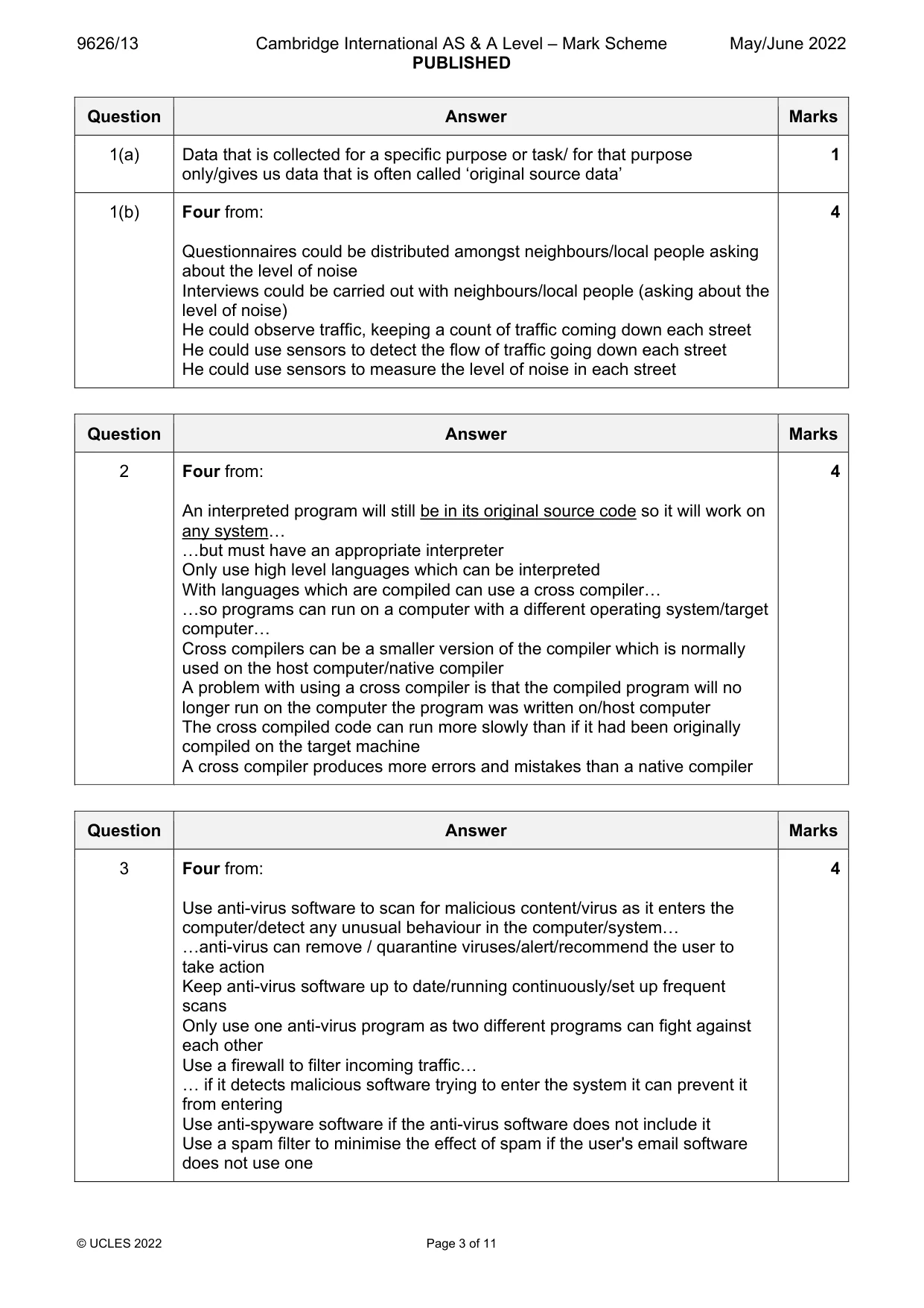 Mark scheme, page 3 of 11