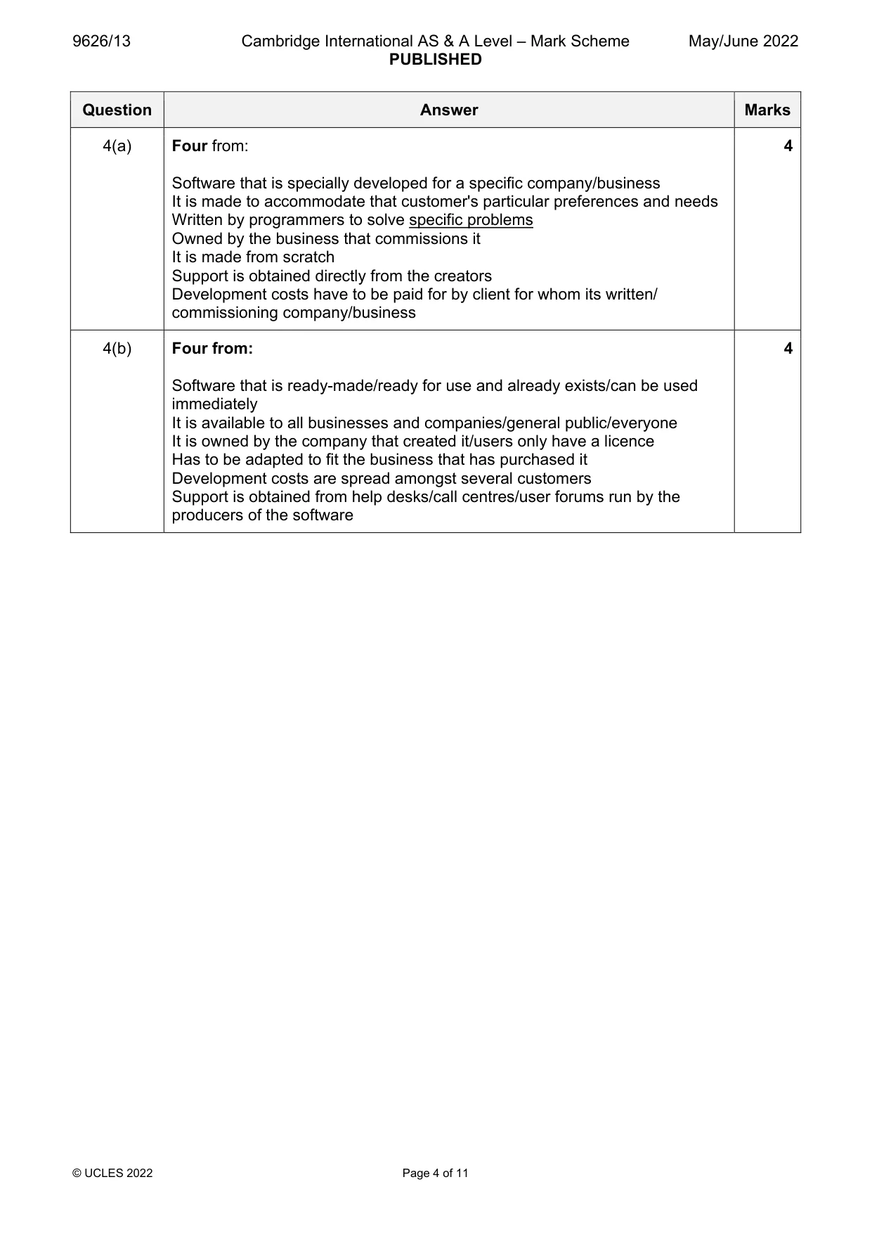Mark scheme, page 4 of 11