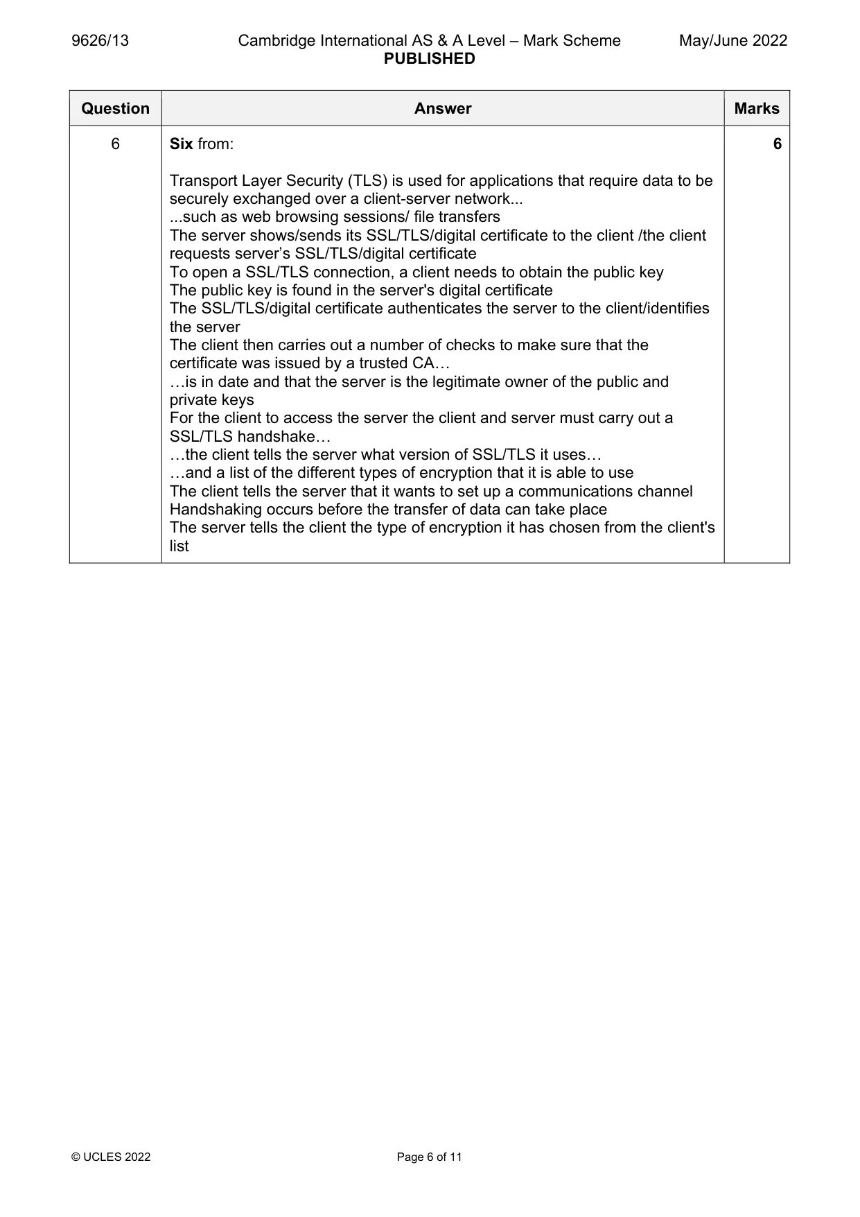 Mark scheme, page 6 of 11