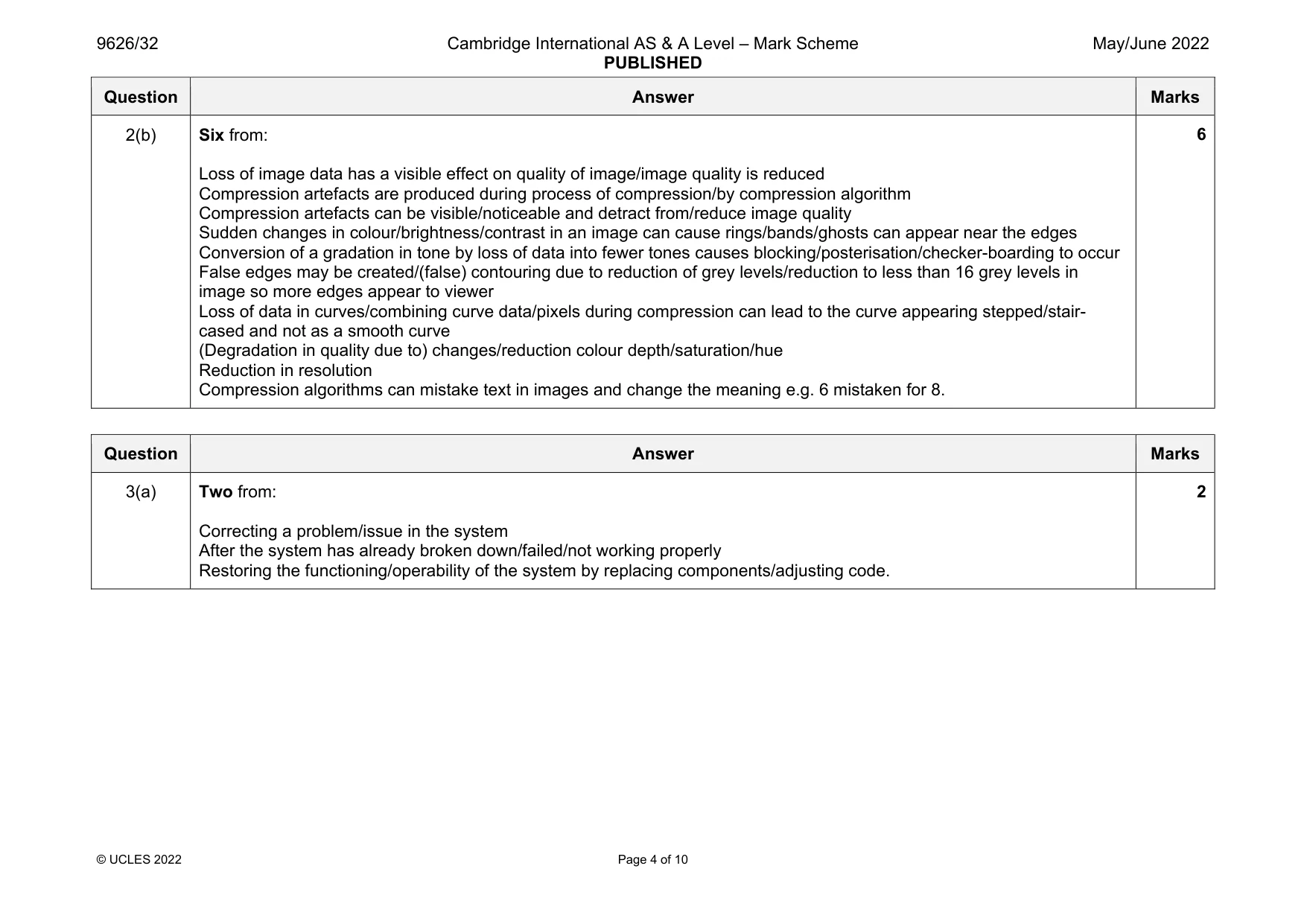Mark scheme, page 4 of 10