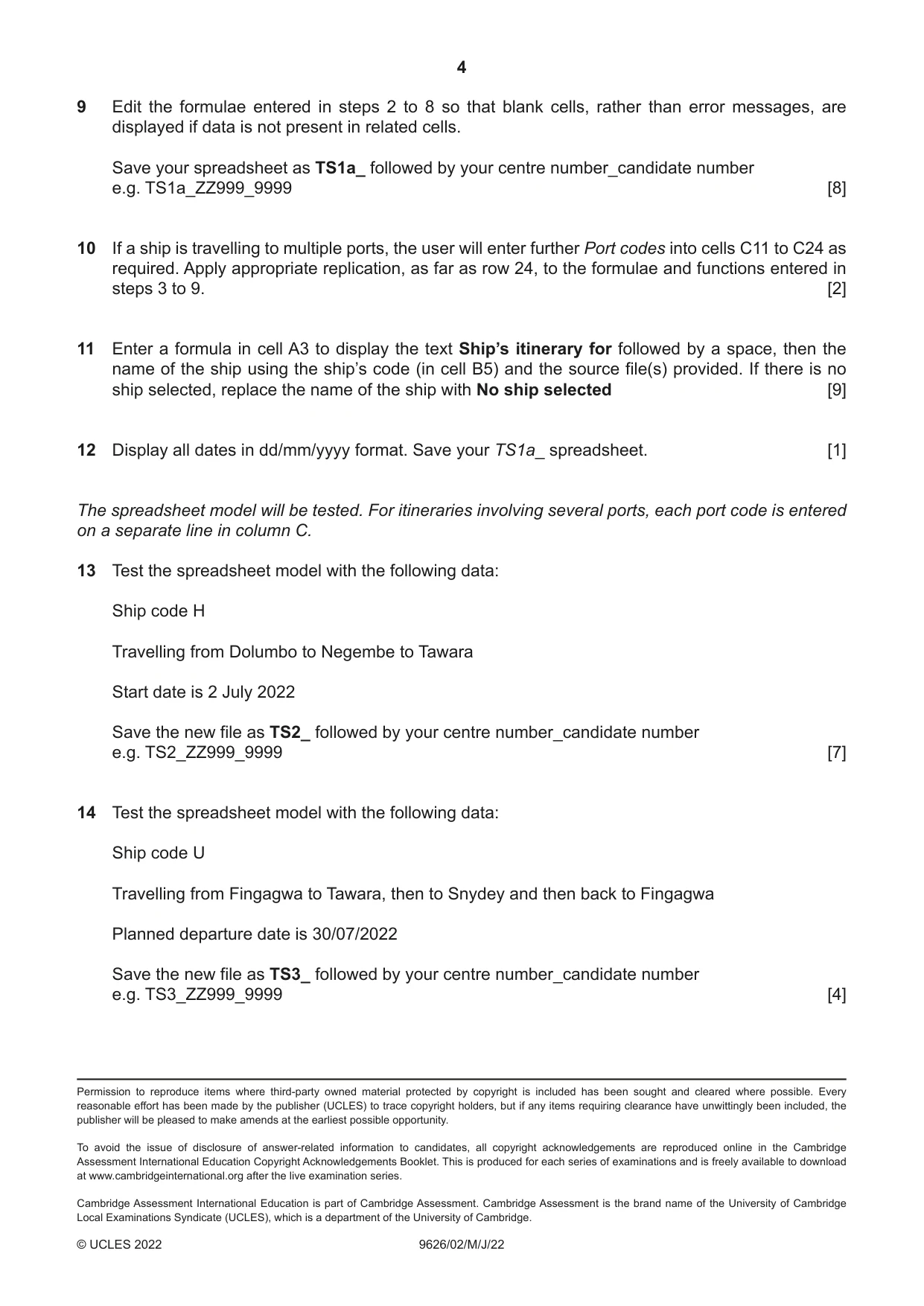 Cambridge A Level Information Technology (from 2017) 9626 2022 May/June Paper 2 · Variant 0 question paper, page 4 of 4