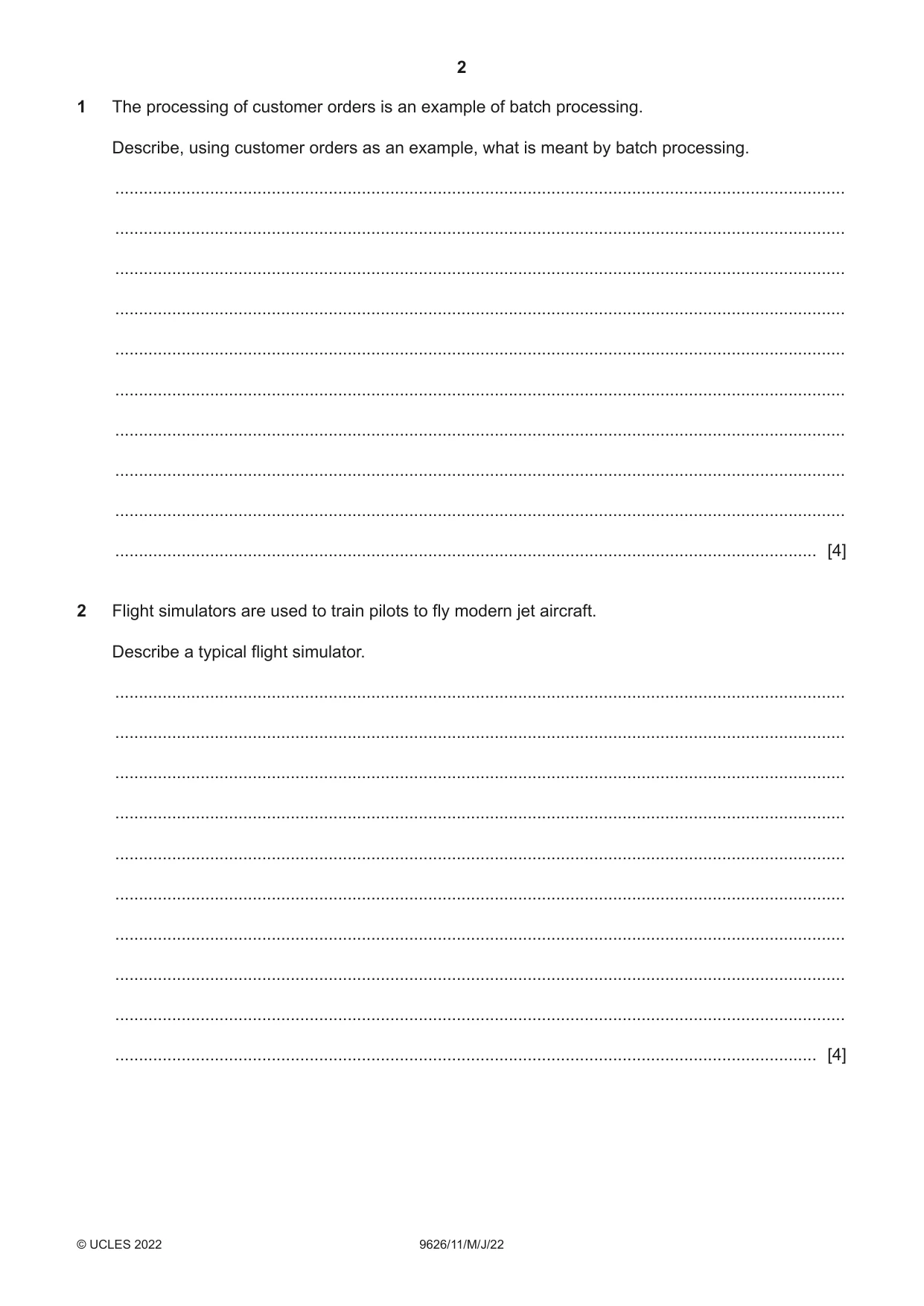 Cambridge A Level Information Technology (from 2017) 9626 2022 May/June Paper 1 · Variant 1 question paper, page 2 of 16