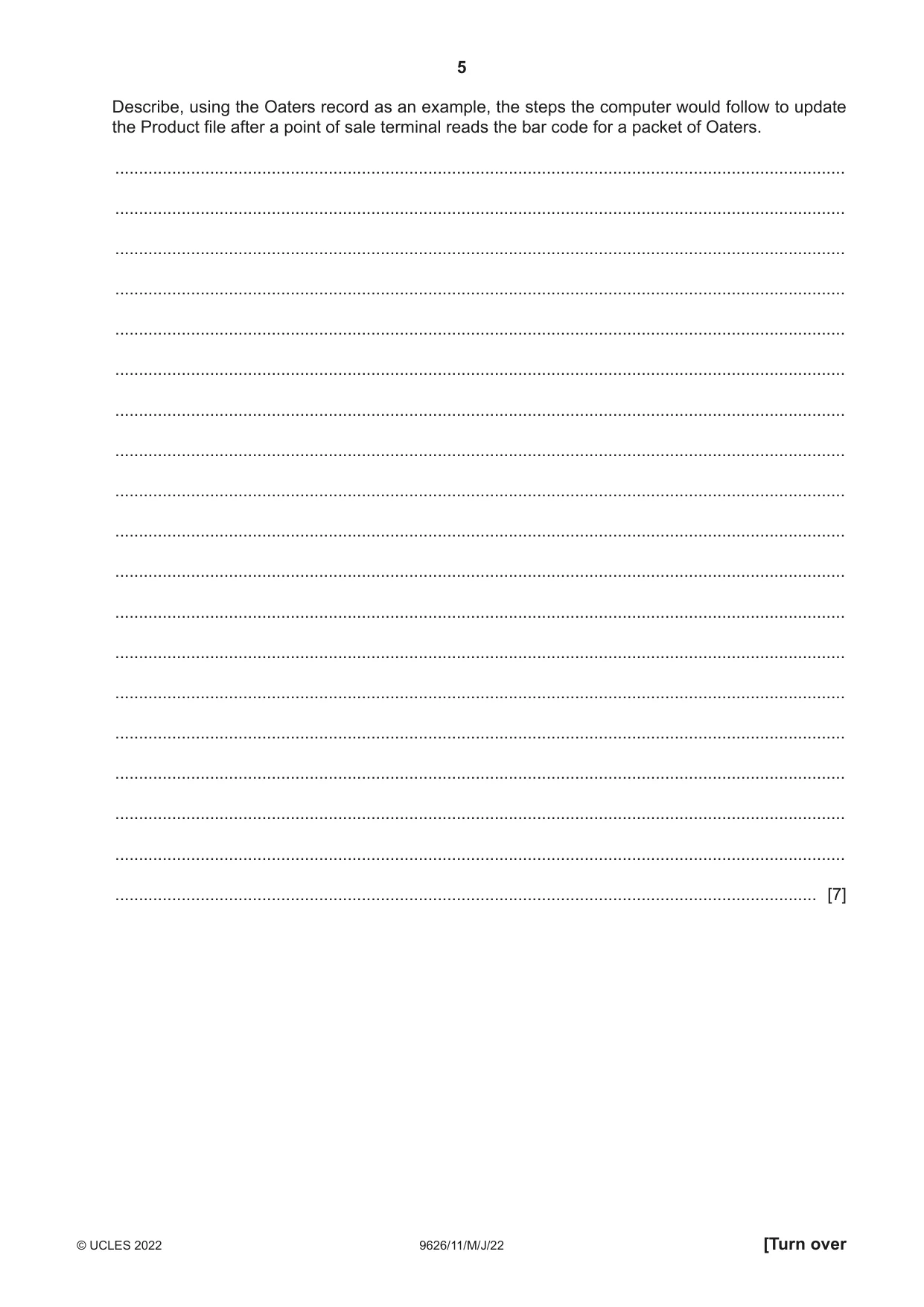 Cambridge A Level Information Technology (from 2017) 9626 2022 May/June Paper 1 · Variant 1 question paper, page 5 of 16