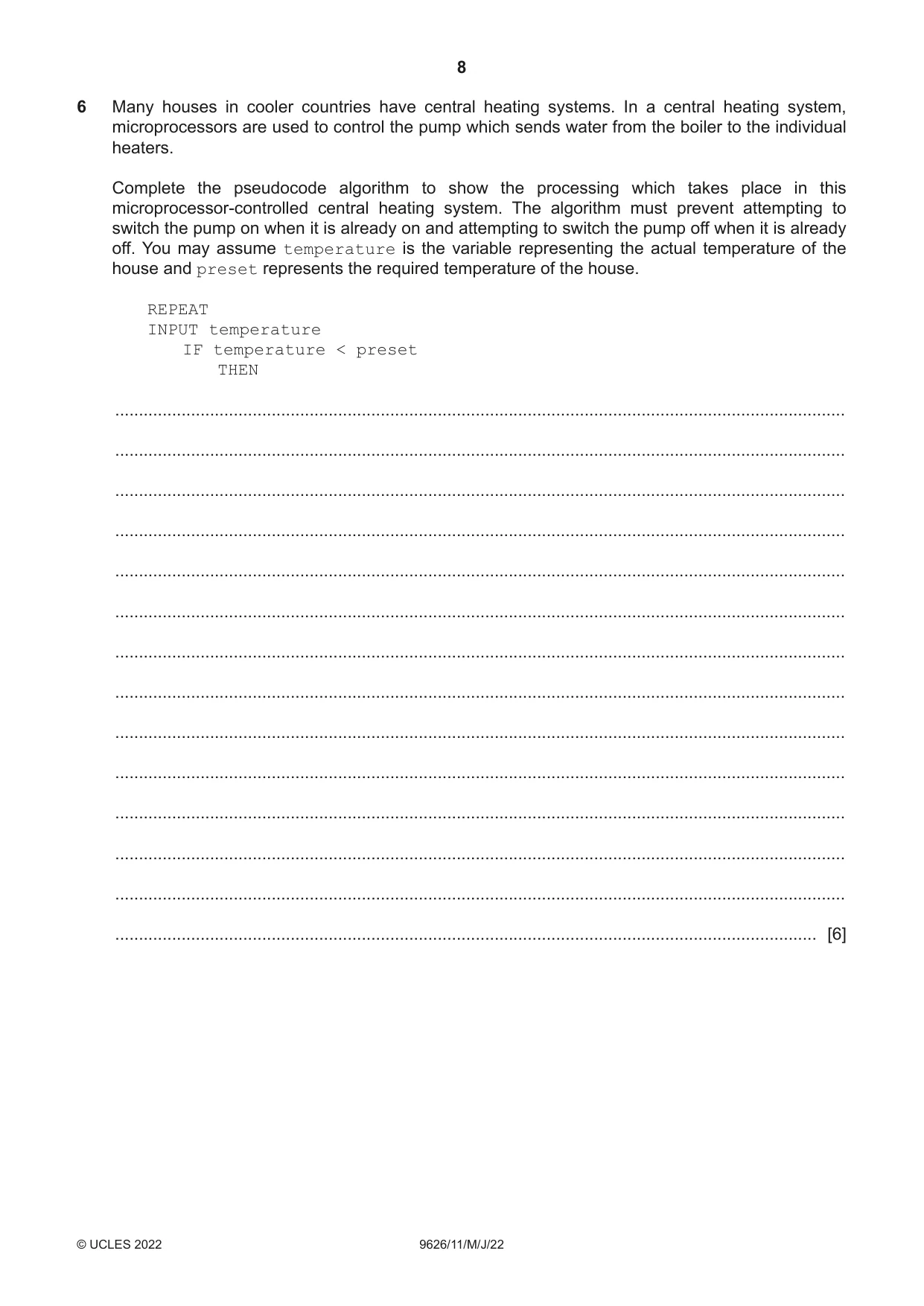 Cambridge A Level Information Technology (from 2017) 9626 2022 May/June Paper 1 · Variant 1 question paper, page 8 of 16