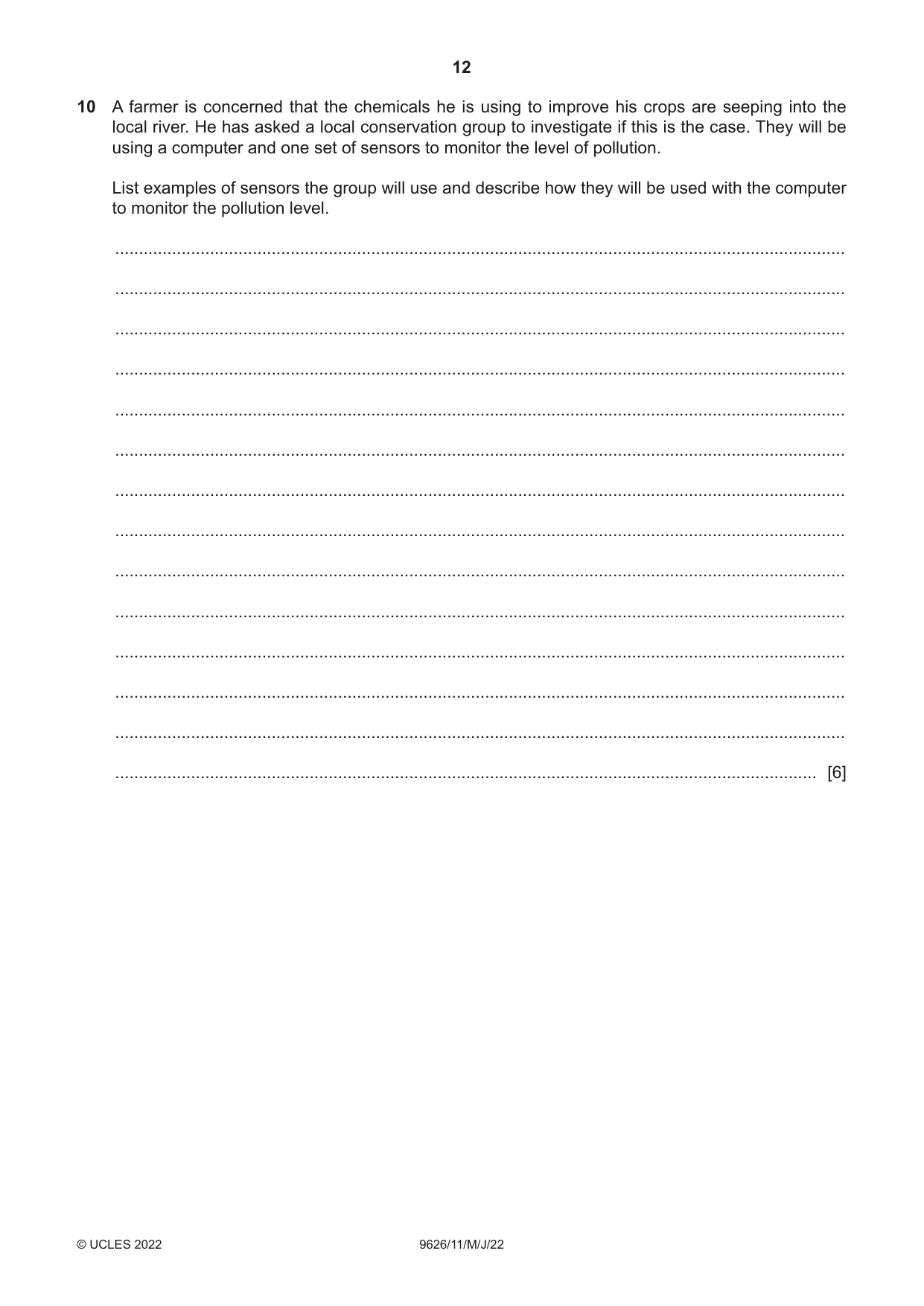 Cambridge A Level Information Technology (from 2017) 9626 2022 May/June Paper 1 · Variant 1 question paper, page 12 of 16