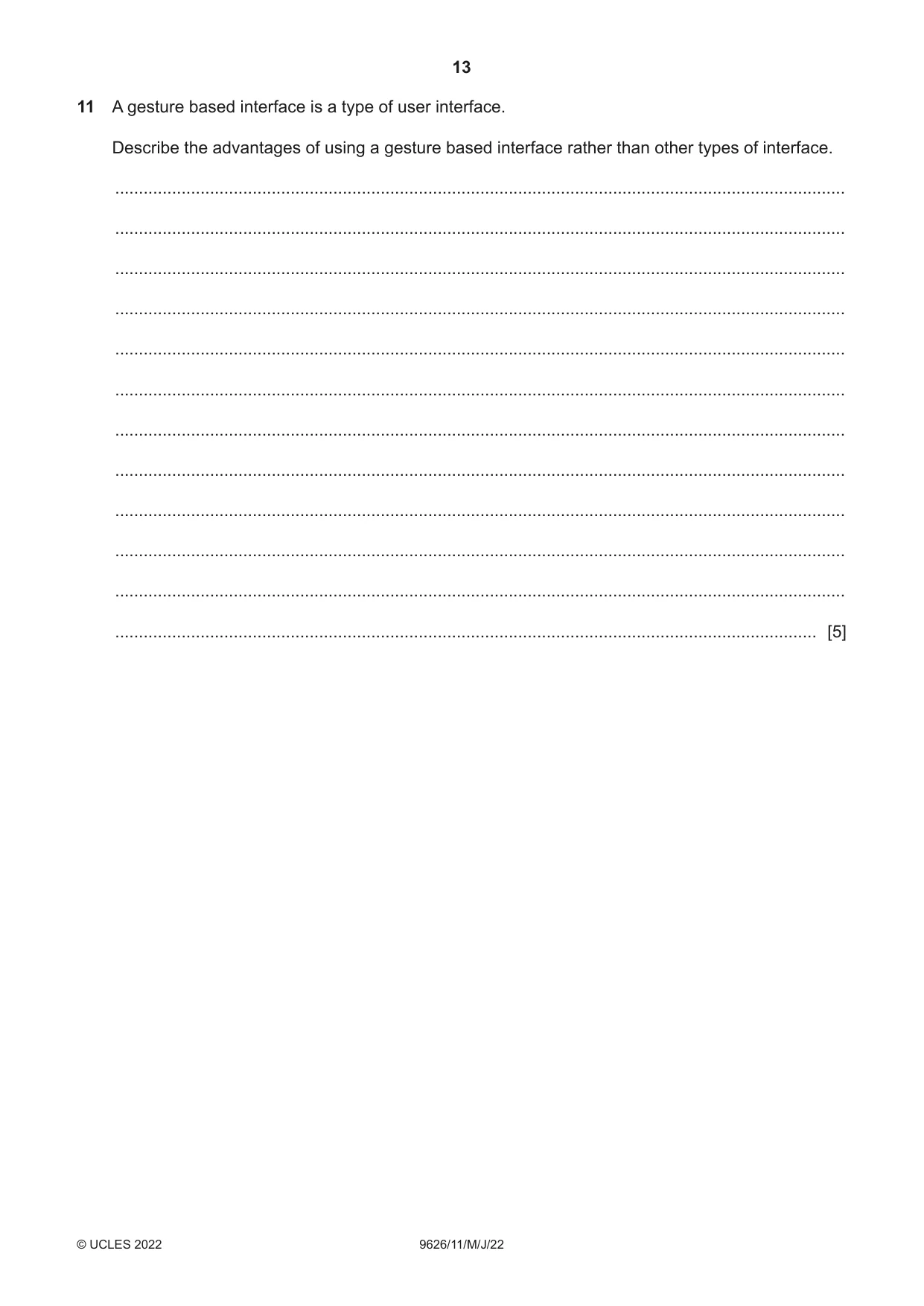 Cambridge A Level Information Technology (from 2017) 9626 2022 May/June Paper 1 · Variant 1 question paper, page 13 of 16