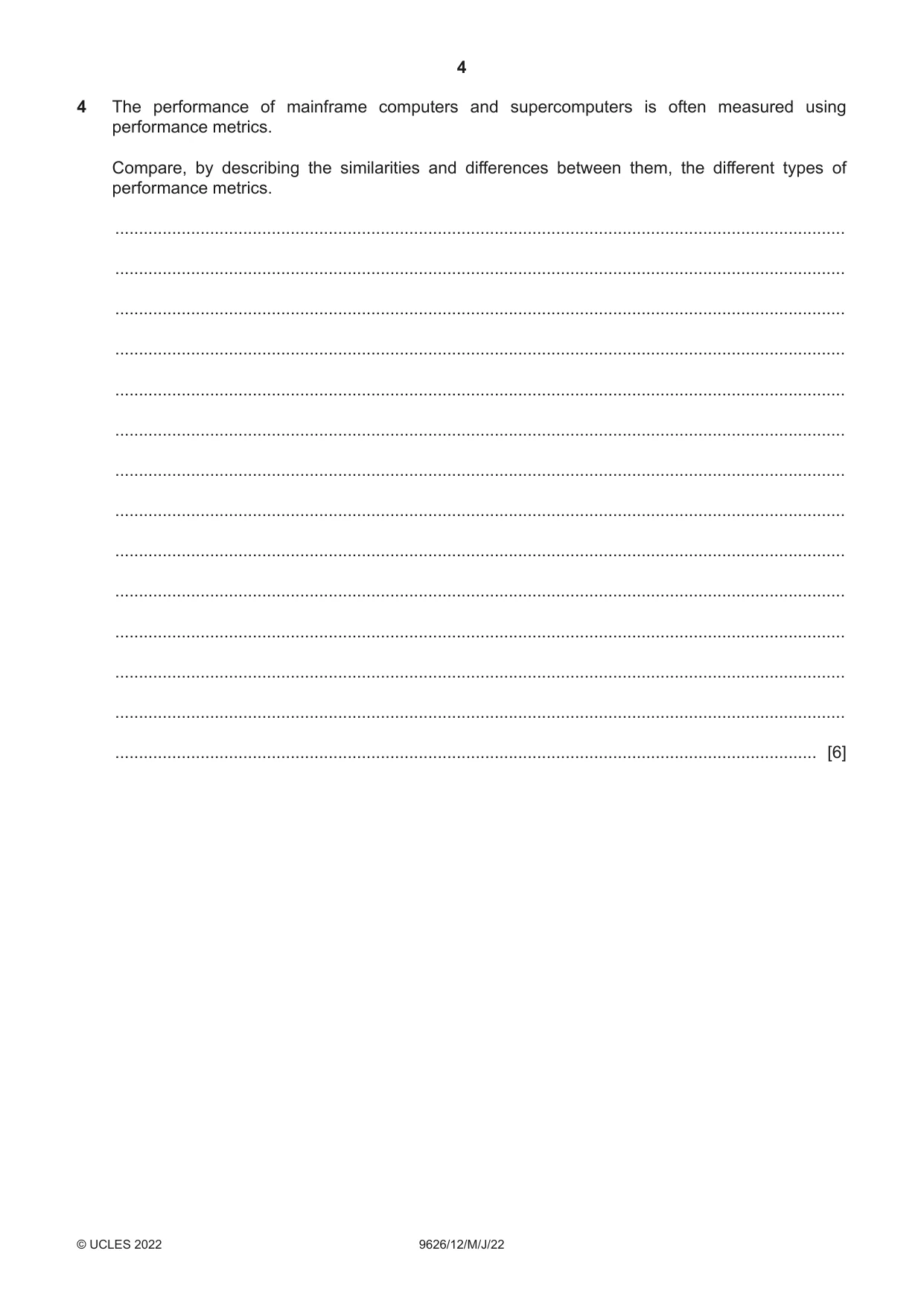 Cambridge A Level Information Technology (from 2017) 9626 2022 May/June Paper 1 · Variant 2 question paper, page 4 of 12