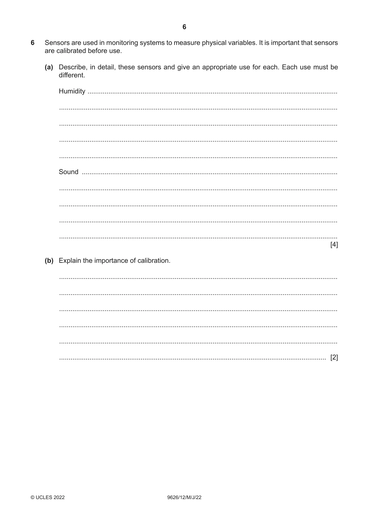 Cambridge A Level Information Technology (from 2017) 9626 2022 May/June Paper 1 · Variant 2 question paper, page 6 of 12