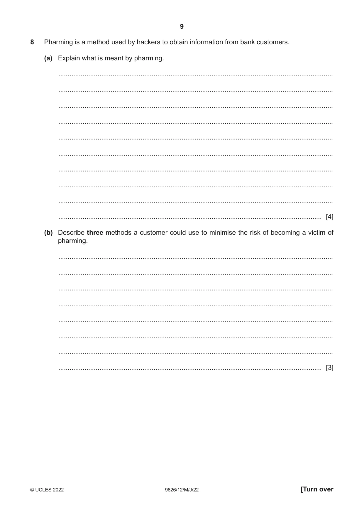 Cambridge A Level Information Technology (from 2017) 9626 2022 May/June Paper 1 · Variant 2 question paper, page 9 of 12