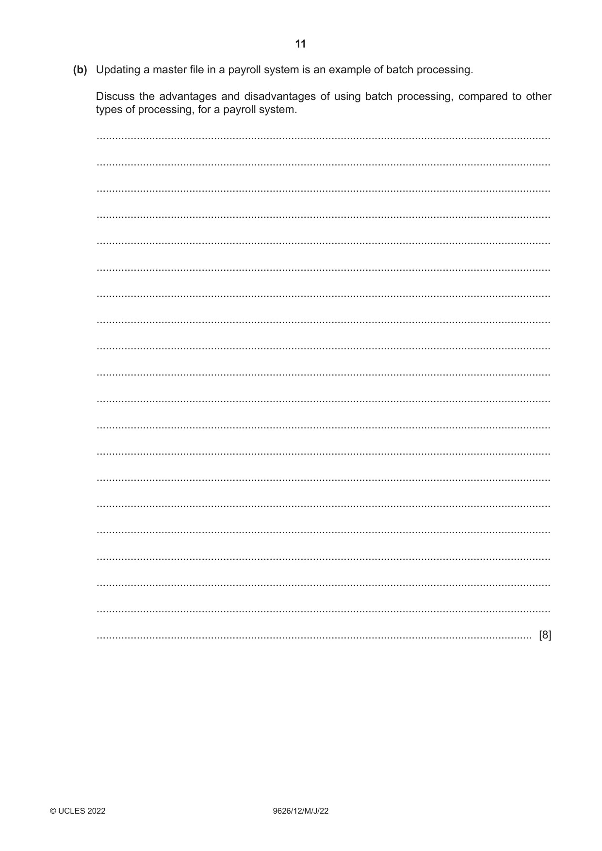 Cambridge A Level Information Technology (from 2017) 9626 2022 May/June Paper 1 · Variant 2 question paper, page 11 of 12