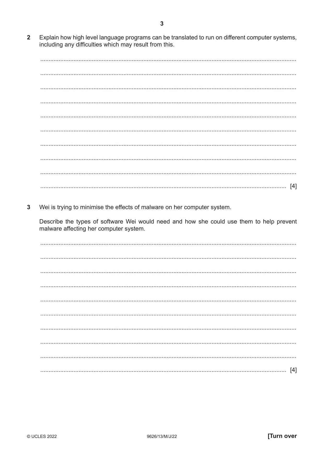 Cambridge A Level Information Technology (from 2017) 9626 2022 May/June Paper 1 · Variant 3 question paper, page 3 of 12