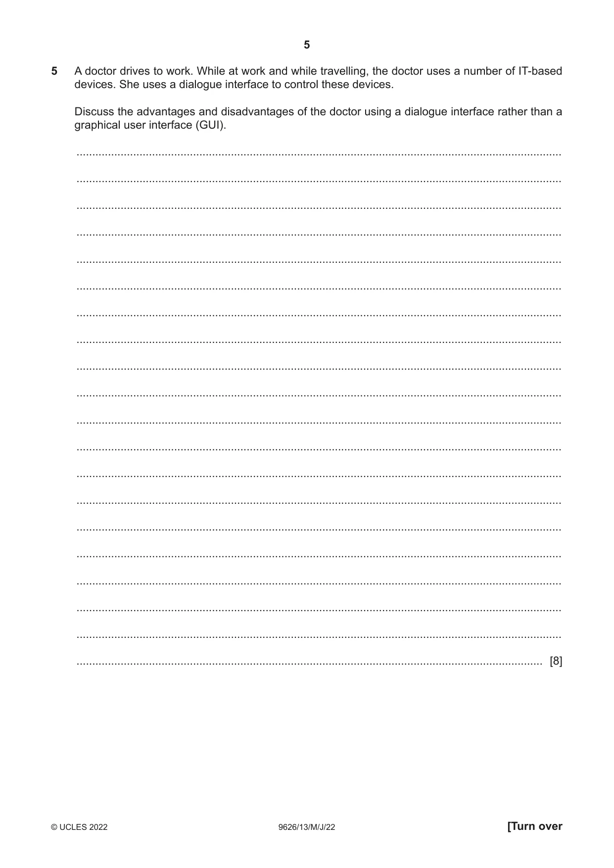 Cambridge A Level Information Technology (from 2017) 9626 2022 May/June Paper 1 · Variant 3 question paper, page 5 of 12