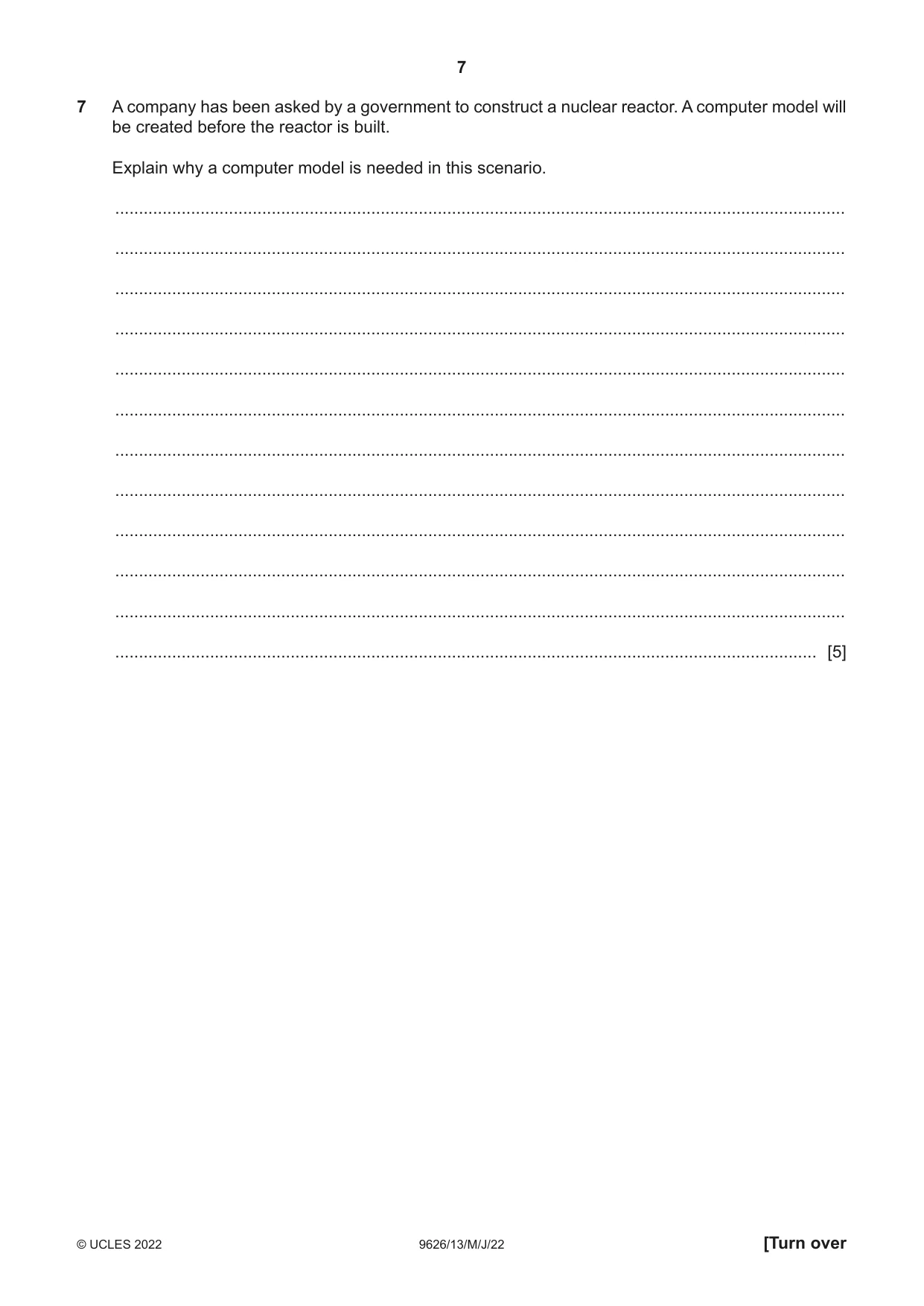 Cambridge A Level Information Technology (from 2017) 9626 2022 May/June Paper 1 · Variant 3 question paper, page 7 of 12