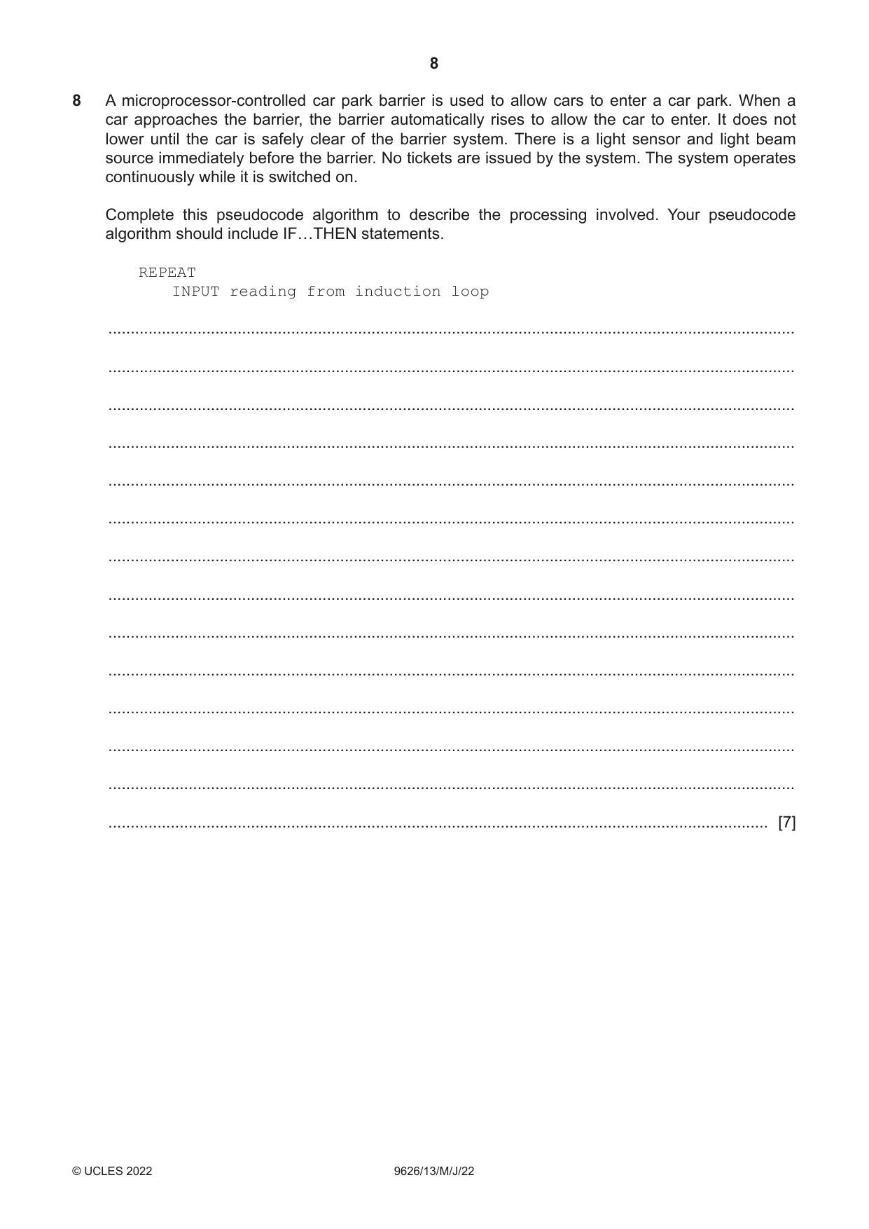 Cambridge A Level Information Technology (from 2017) 9626 2022 May/June Paper 1 · Variant 3 question paper, page 8 of 12
