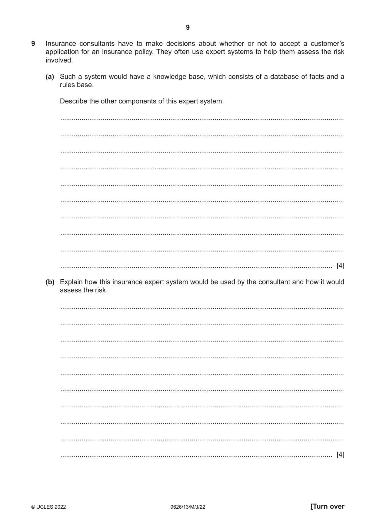 Cambridge A Level Information Technology (from 2017) 9626 2022 May/June Paper 1 · Variant 3 question paper, page 9 of 12