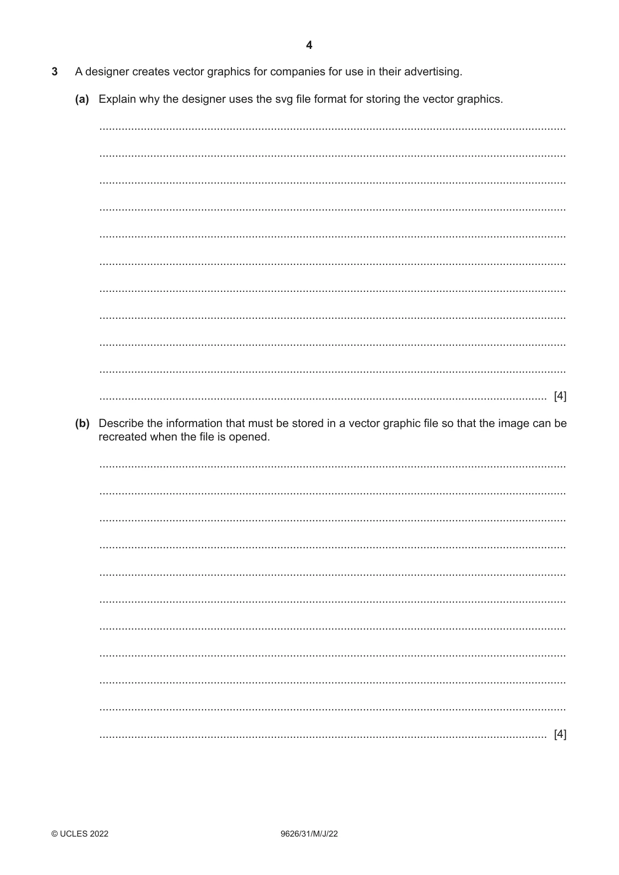 Cambridge A Level Information Technology (from 2017) 9626 2022 May/June Paper 3 · Variant 1 question paper, page 4 of 12