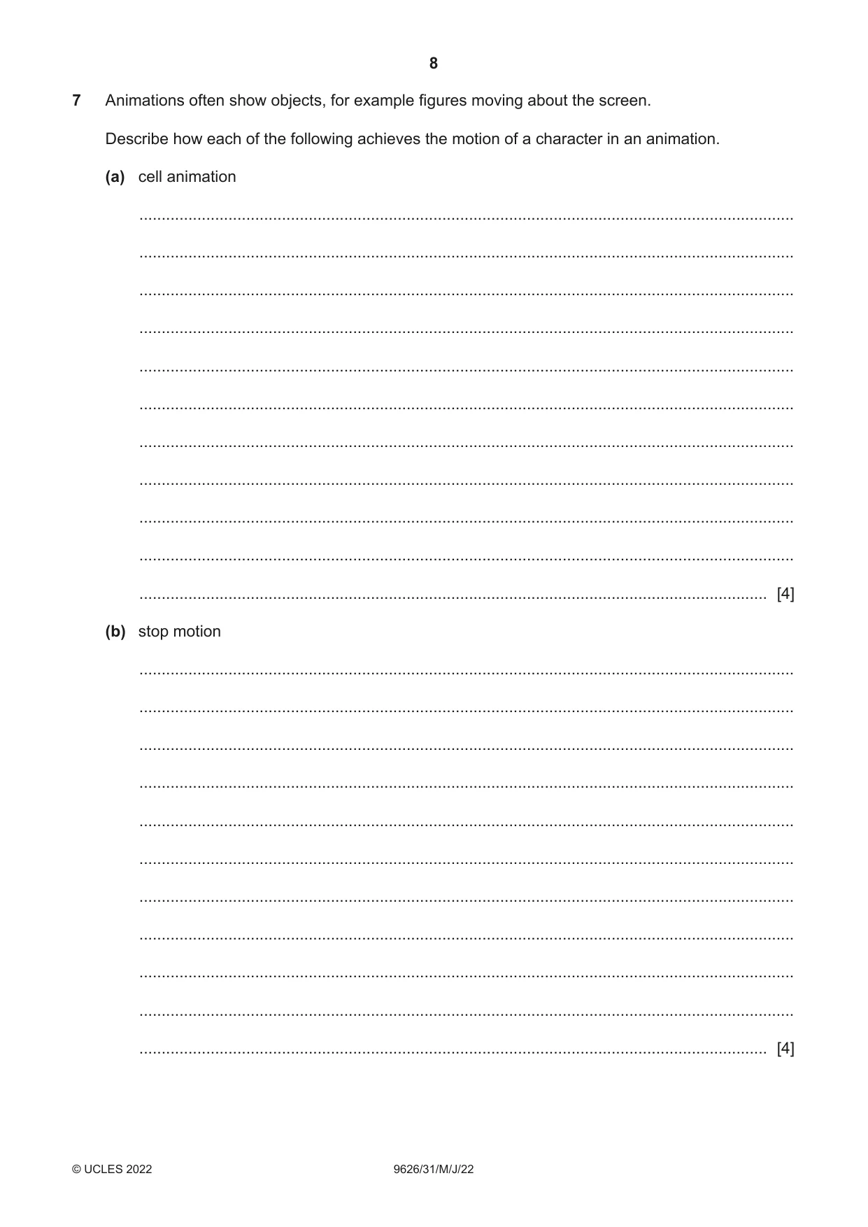 Cambridge A Level Information Technology (from 2017) 9626 2022 May/June Paper 3 · Variant 1 question paper, page 8 of 12