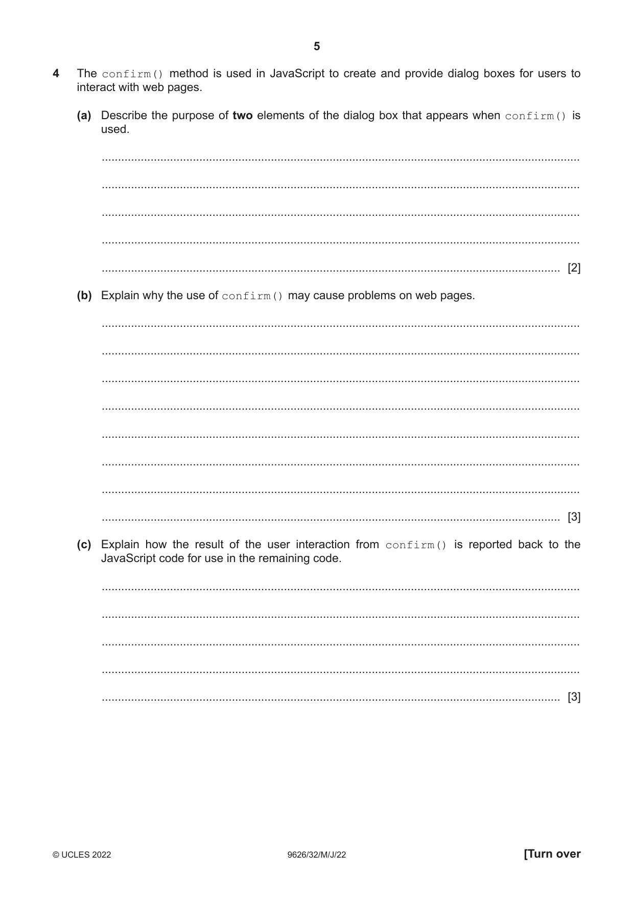 Cambridge A Level Information Technology (from 2017) 9626 2022 May/June Paper 3 · Variant 2 question paper, page 5 of 12