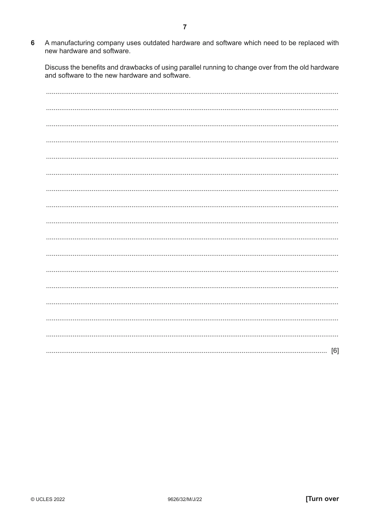 Cambridge A Level Information Technology (from 2017) 9626 2022 May/June Paper 3 · Variant 2 question paper, page 7 of 12