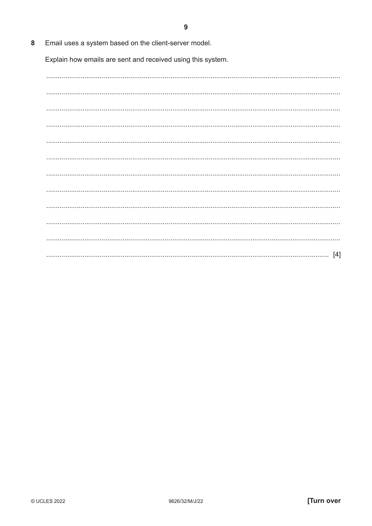 Cambridge A Level Information Technology (from 2017) 9626 2022 May/June Paper 3 · Variant 2 question paper, page 9 of 12