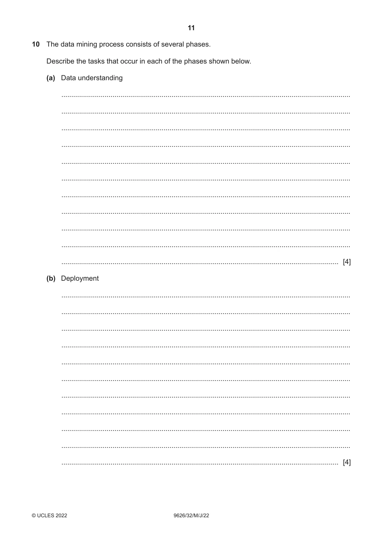 Cambridge A Level Information Technology (from 2017) 9626 2022 May/June Paper 3 · Variant 2 question paper, page 11 of 12
