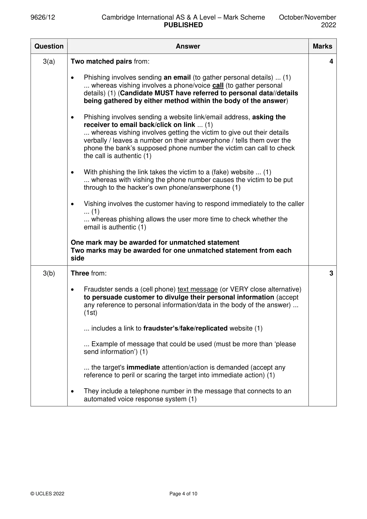 Mark scheme, page 4 of 10