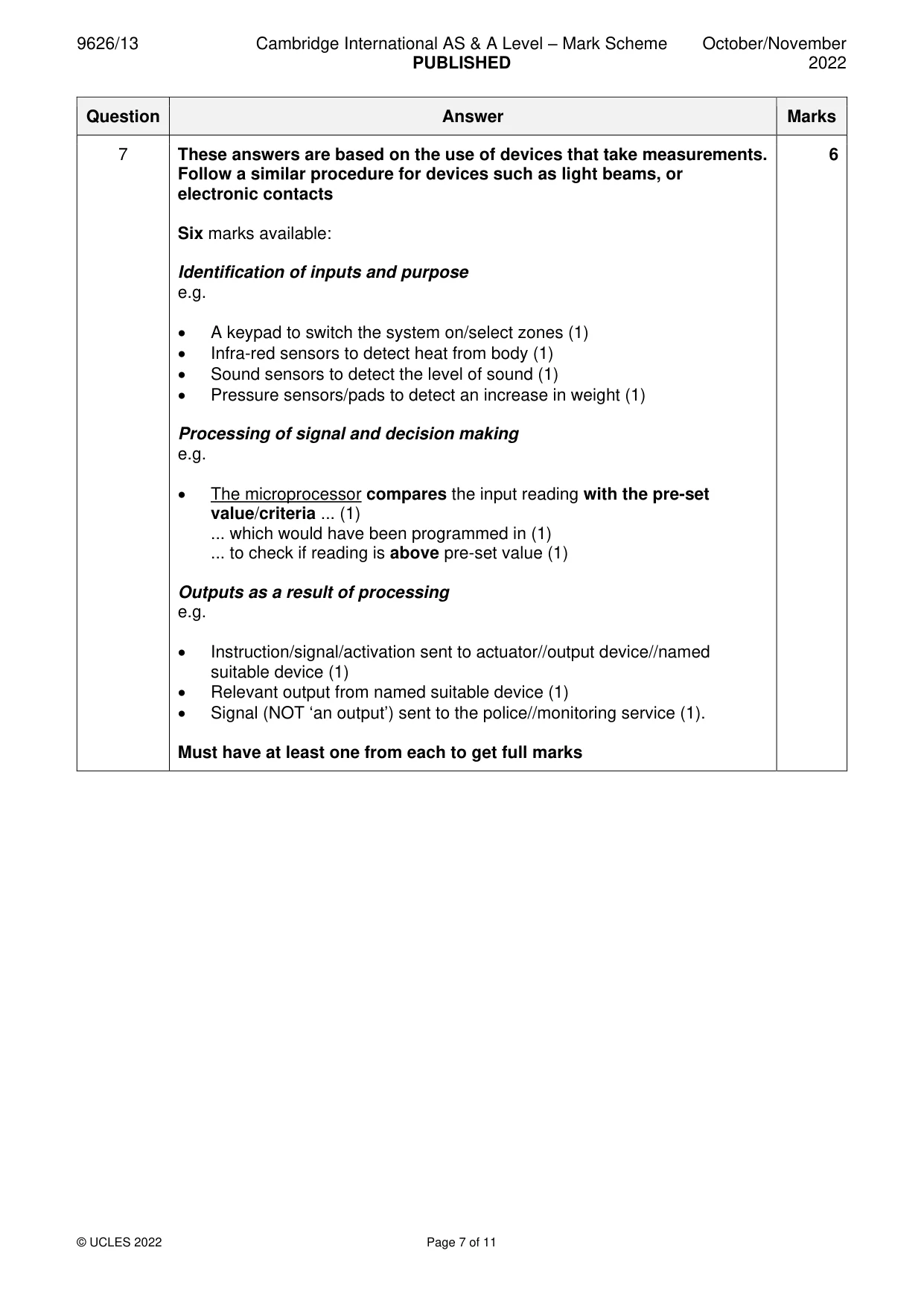 Mark scheme, page 7 of 11