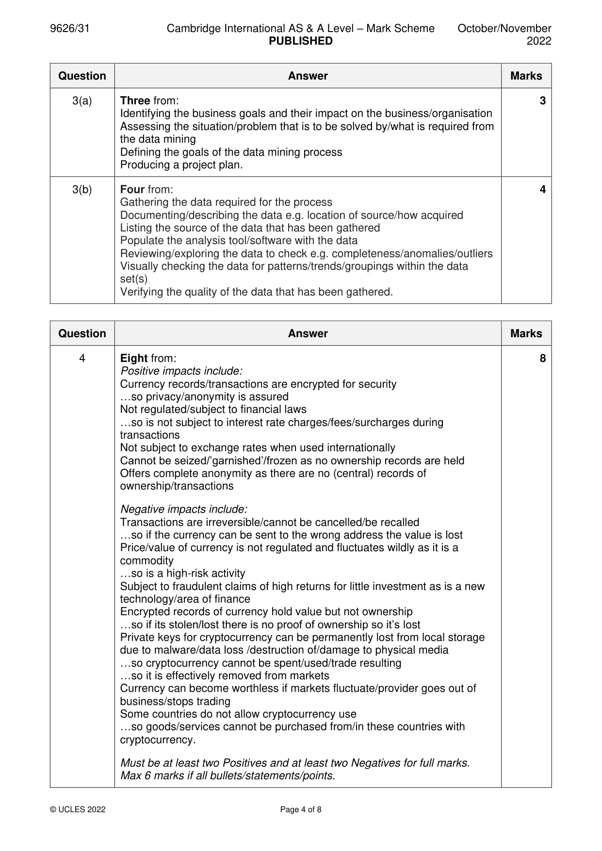Mark scheme, page 4 of 8