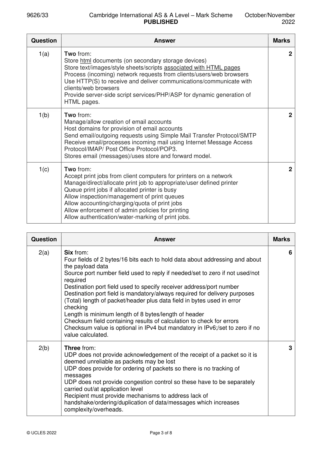 Mark scheme, page 3 of 8