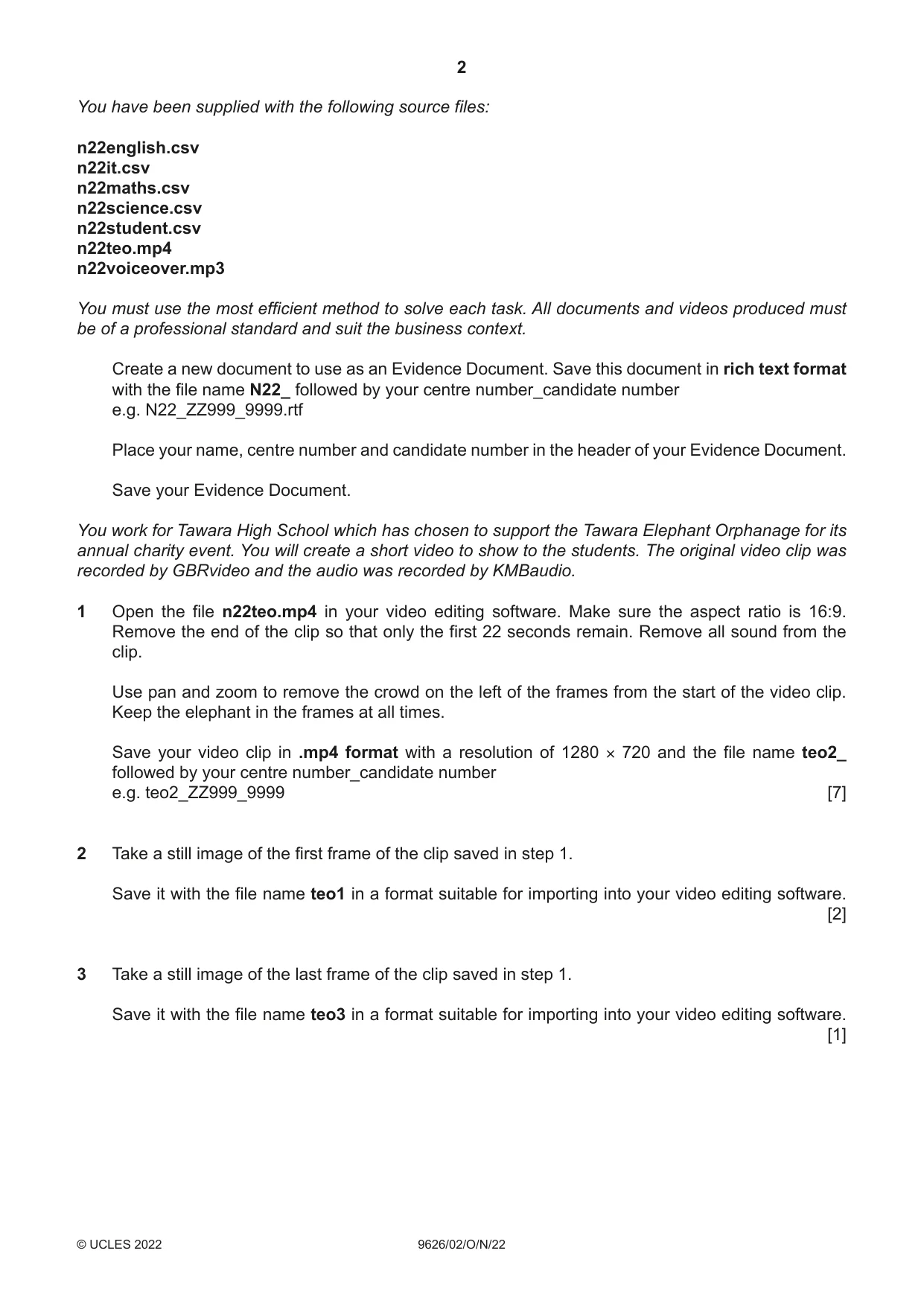 Cambridge A Level Information Technology (from 2017) 9626 2022 Oct/Nov Paper 2 · Variant 0 question paper, page 2 of 4