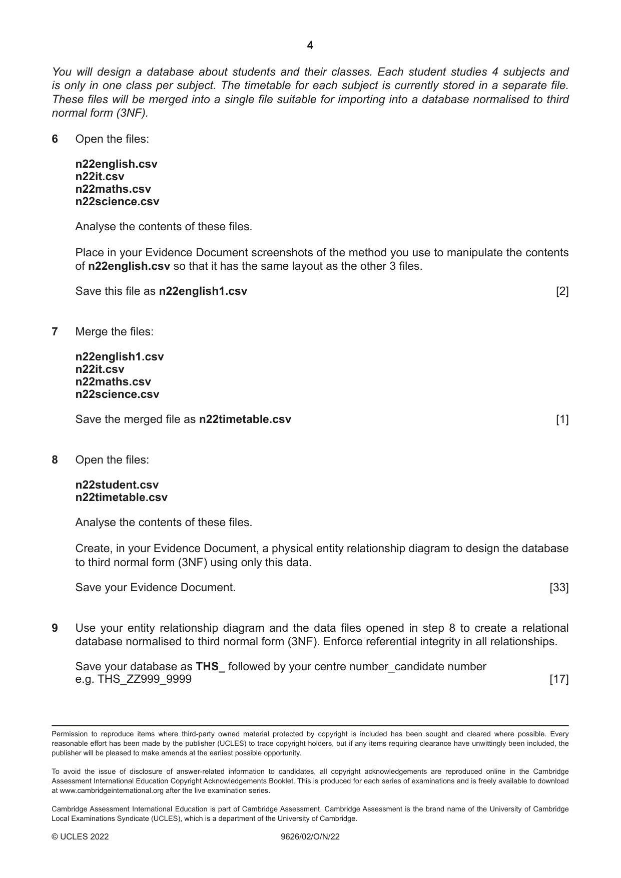 Cambridge A Level Information Technology (from 2017) 9626 2022 Oct/Nov Paper 2 · Variant 0 question paper, page 4 of 4