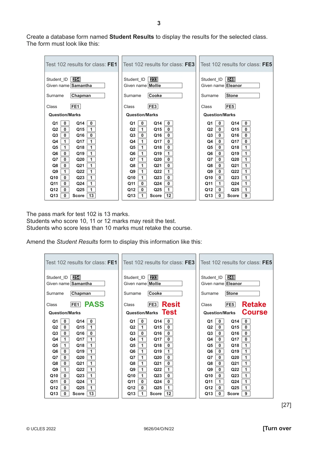 Cambridge A Level Information Technology (from 2017) 9626 2022 Oct/Nov Paper 4 · Variant 0 question paper, page 3 of 8