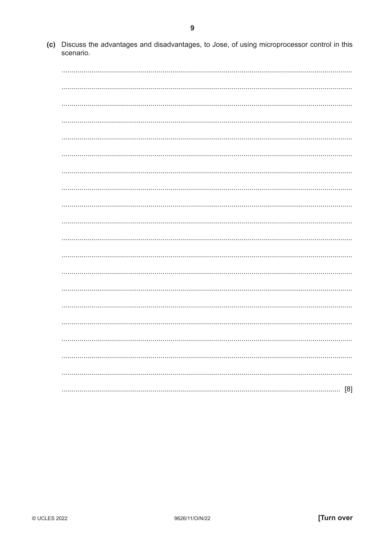 Cambridge A Level Information Technology (from 2017) 9626 2022 Oct/Nov Paper 1 · Variant 1 question paper, page 9 of 12