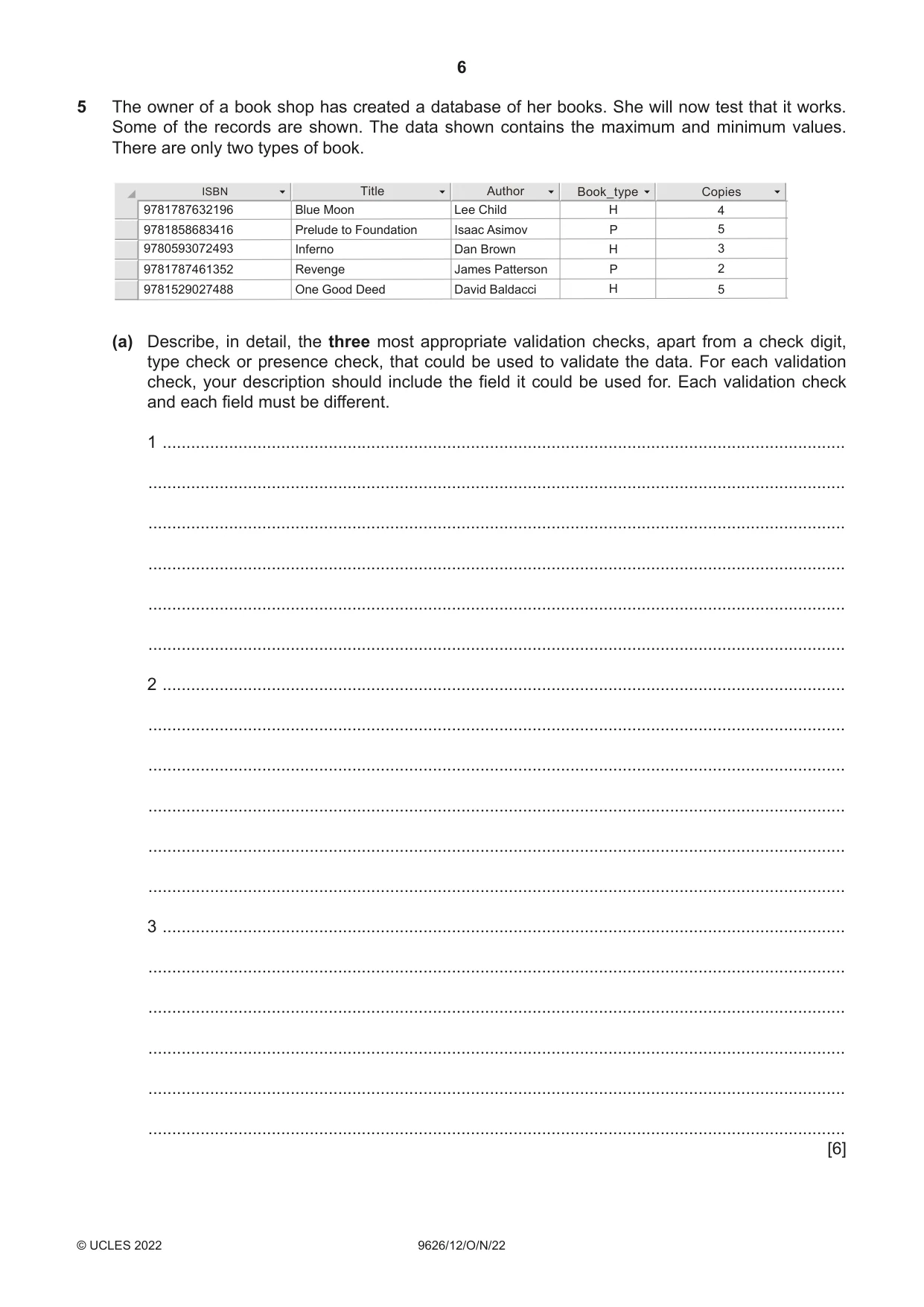 Cambridge A Level Information Technology (from 2017) 9626 2022 Oct/Nov Paper 1 · Variant 2 question paper, page 6 of 12