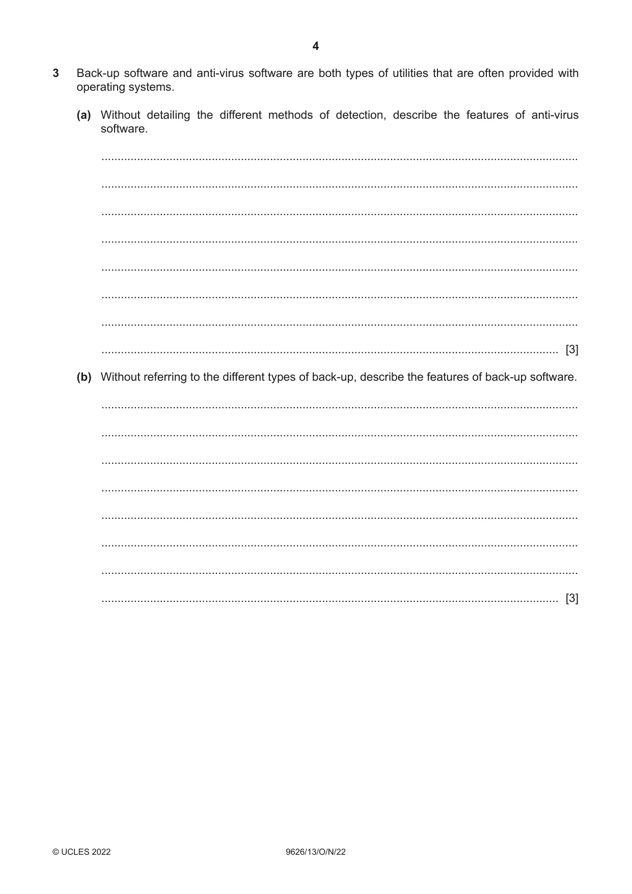 Cambridge A Level Information Technology (from 2017) 9626 2022 Oct/Nov Paper 1 · Variant 3 question paper, page 4 of 12
