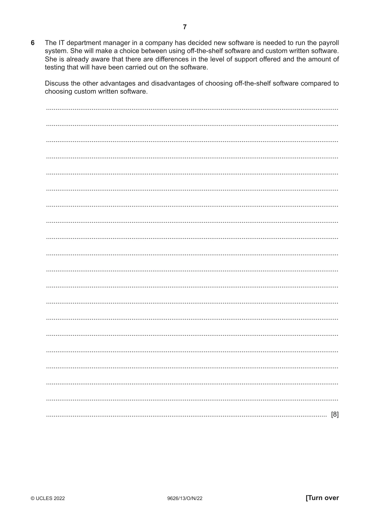 Cambridge A Level Information Technology (from 2017) 9626 2022 Oct/Nov Paper 1 · Variant 3 question paper, page 7 of 12