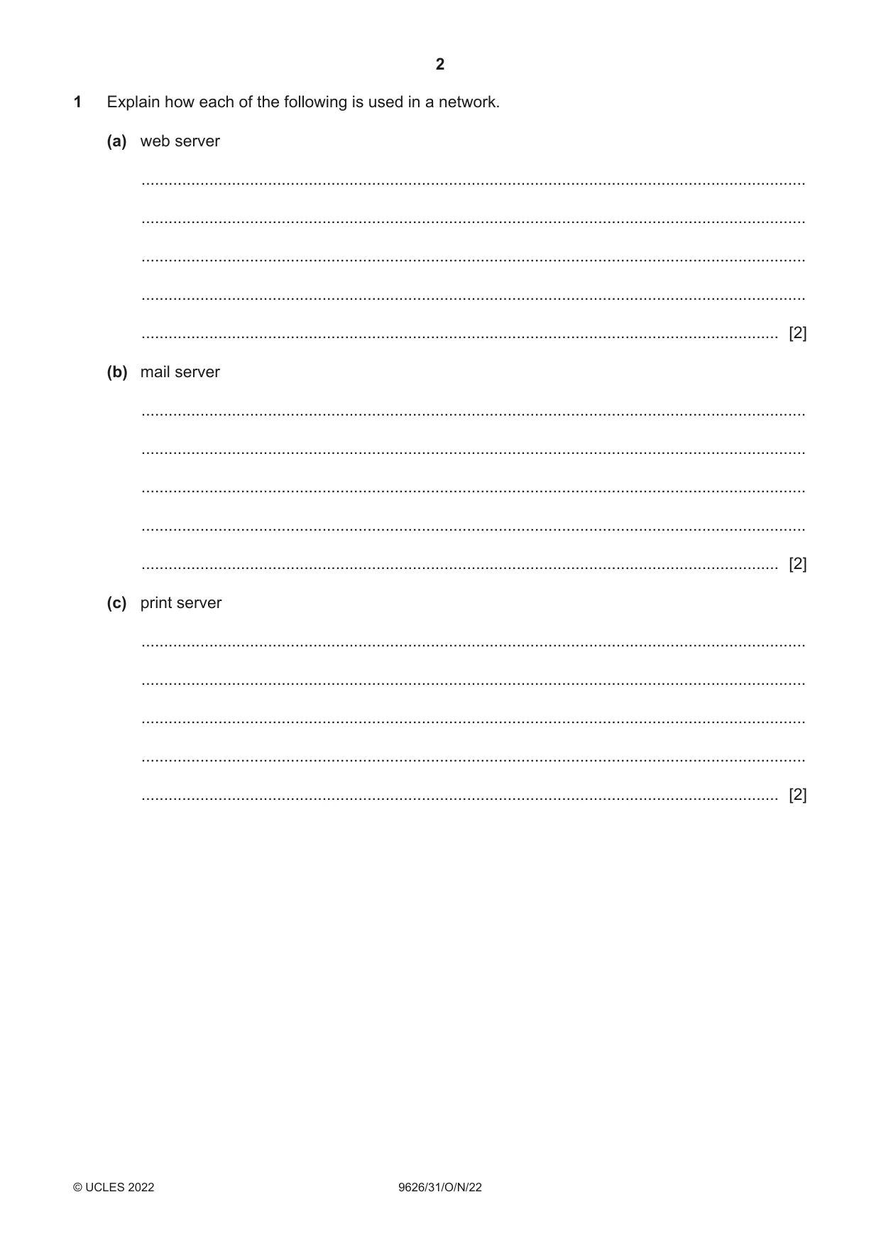 Cambridge A Level Information Technology (from 2017) 9626 2022 Oct/Nov Paper 3 · Variant 1 question paper, page 2 of 12