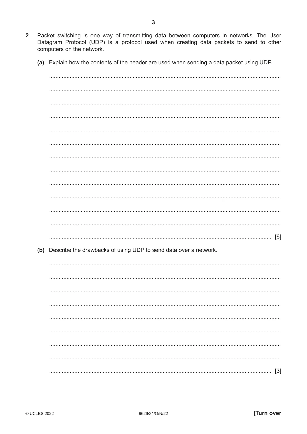 Cambridge A Level Information Technology (from 2017) 9626 2022 Oct/Nov Paper 3 · Variant 1 question paper, page 3 of 12