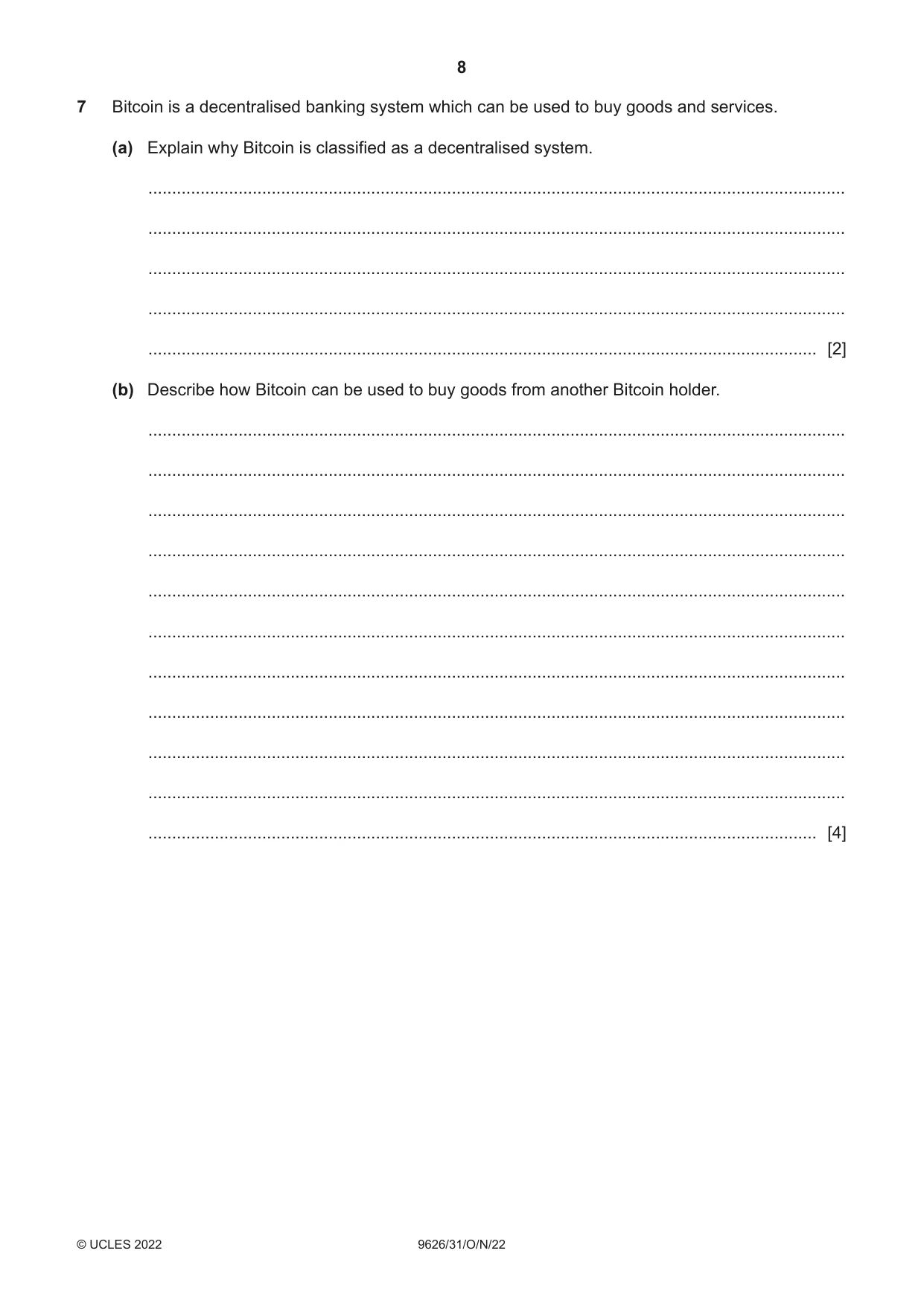 Cambridge A Level Information Technology (from 2017) 9626 2022 Oct/Nov Paper 3 · Variant 1 question paper, page 8 of 12